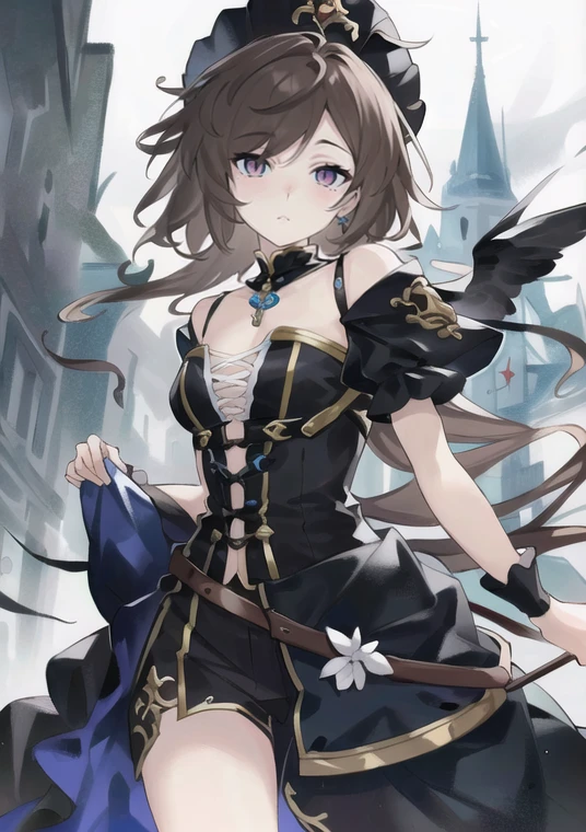 8kï¼ultra-detailed, illustration, (beautiful detailed eyes), beautiful, amazing, detailed eyes, (((masterpiece))),1girlï¼hat,colored inner hair,,brown hair, <lora:YYS:0.9>,hair tucking