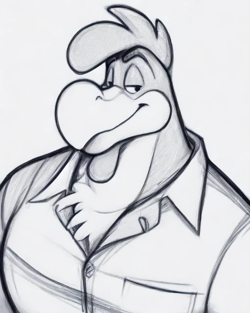 <lora:foghornleghorn:1> foghornleghorn, solo, male, clothed, tuxedo
bust portrait, simple background, high-angle view
sketch