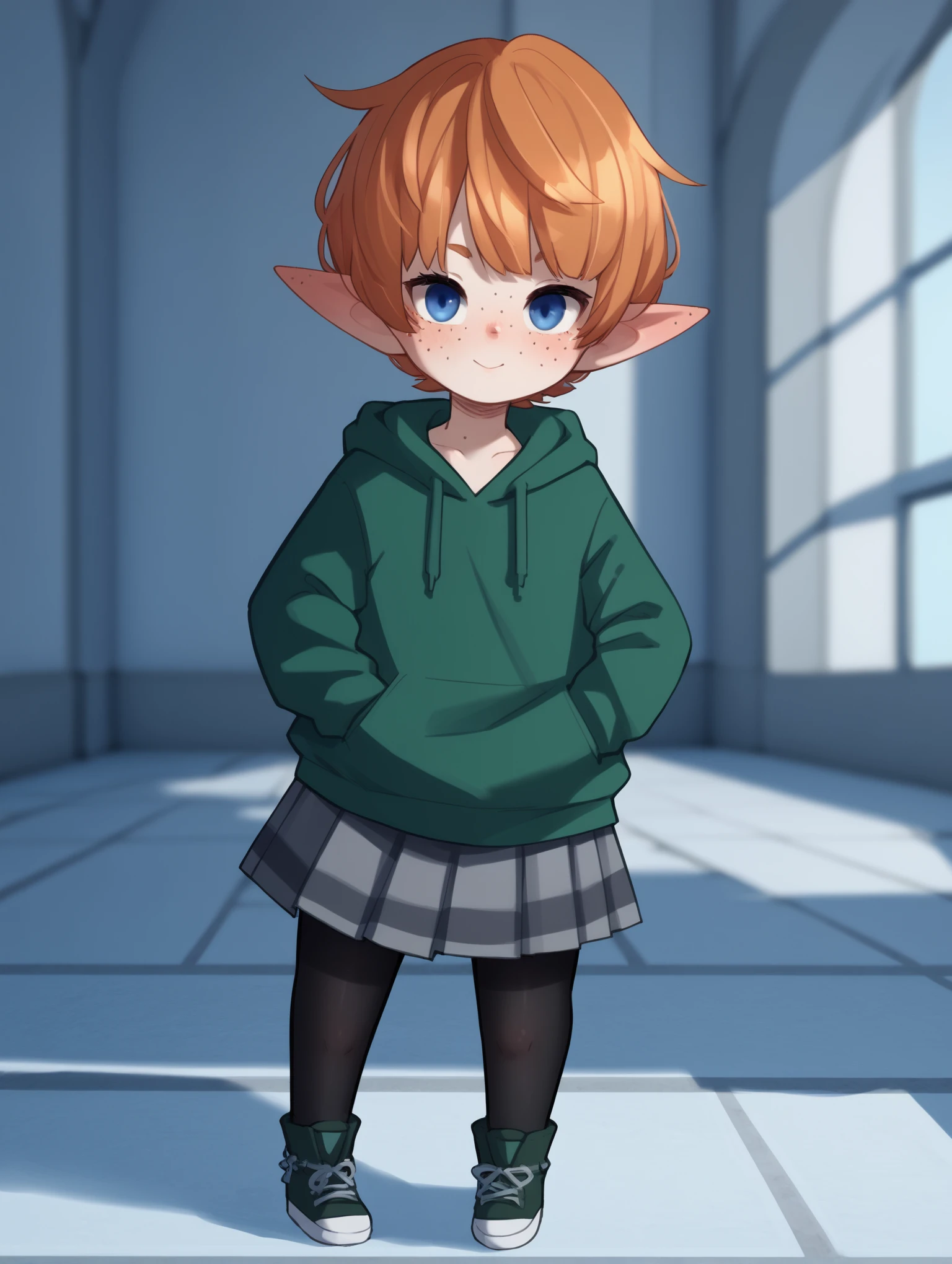 score_9, score_8_up, score_7_up, score_6_up, score_5_up, score_4_up, source_anime, BREAK
1girl, solo, looking at viewer, <lora:PopokaXL:1> (popokaxl), hoodie, open hoodie, grey skirt, black pantyhose,, <lora:PopiXL2:0.8> (popipi:1.1), lalafell, blue eyes, ginger hair, freckles, short hair, pointed ears, shortstack, flat chest,