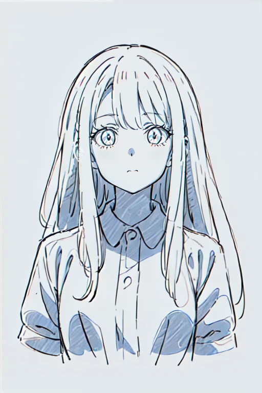 xxgengast, ccflatcolor, solo, long hair, looking at viewer, bangs, sketch, color trace, monochrome, white background, simple background
<lora:genga style-000002:1>