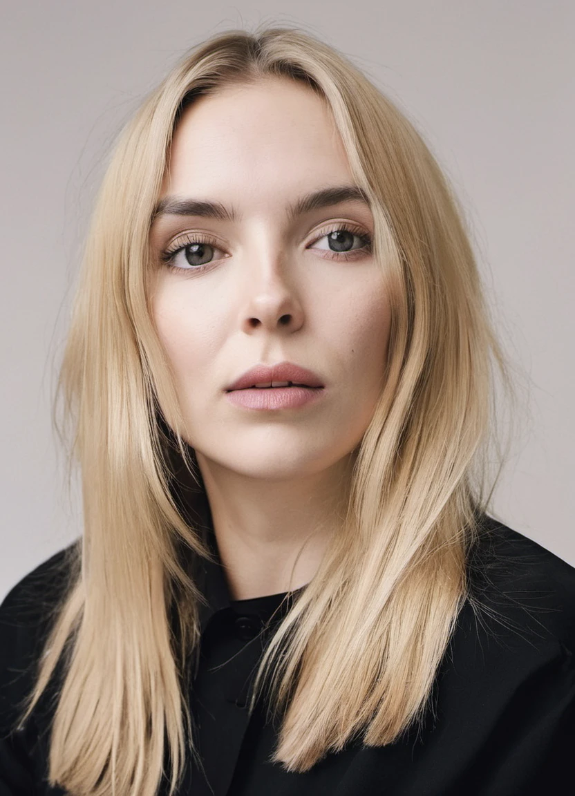 jodcor, woman wearing a black shirt, close-up portrait, photo, straight blonde hair,
<lora:JodieComer-jodcor_SDXL_v1:0.8>