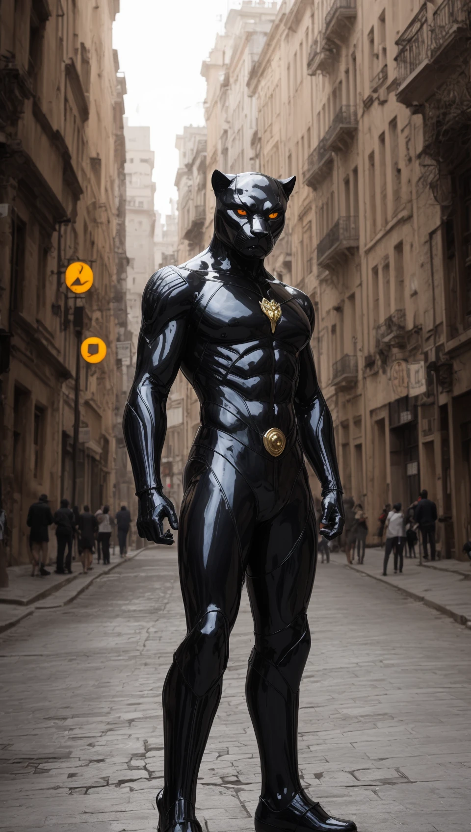 Panther, background is city street, Masterpiece, concept art, Mannerism Art, Ethereal Lighting, Selective focus, Best quality
