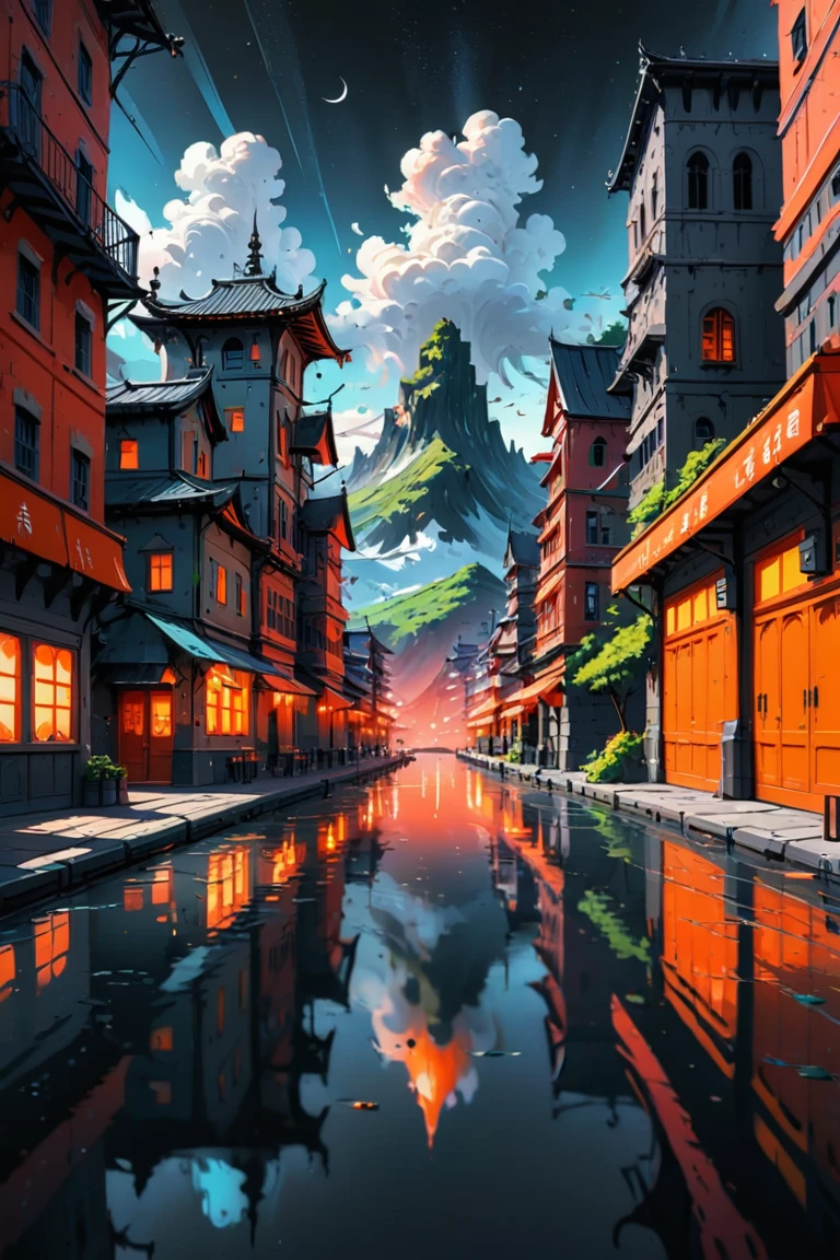 anime style digital painting, duotone subsurface scattering bright color:darkorange and darkgray color scheme, lush,rustic scifi town beyond the end of the multiverse<lora:EnvyBetterHiresFixXL01:0:hr=1><lora:EnvyBeautyXL15:1>