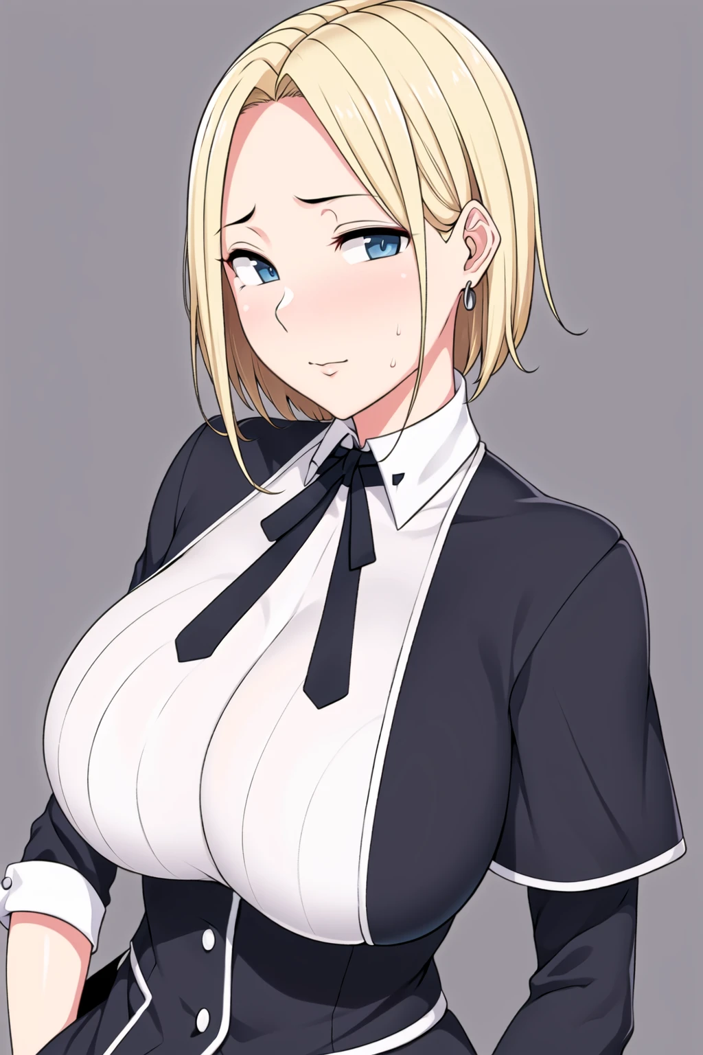 Simple White Background,
dynamic pose,standing at attention,
Black neckwear,white shirt,short_sleeves,
Red pleated skirt,school uniform,
<lora:Highschool_DXD_Style-KK77-V1:0.5>,
<lora:Reina_Hamazaki_Imaizumin-KK77-V2:0.6>,
Blue eyes, blonde hair,bangs,Short hair,
<lora:Oda_Non_Style-KK77-V2:0.3>,<lora:more_details:0.1>,
1 girl, 20yo,Young female,Beautiful long legs,Beautiful body,
Beautiful Nose,Beautiful character design, perfect eyes, perfect face,expressive eyes,perfect balance,
looking at viewer,(Focus on her face),closed mouth, (innocent_big_eyes:1.0),(Light_Smile:0.3),
official art,extremely detailed CG unity 8k wallpaper, perfect lighting,Colorful, Bright_Front_face_Lighting,White skin,
(masterpiece:1.0),(best_quality:1.0), ultra high res,4K,ultra-detailed,
photography, 8K, HDR, highres, absurdres:1.2, Kodak portra 400, film grain, blurry background, bokeh:1.2, lens flare, (vibrant_color:1.2),professional photograph,
(Beautiful,large_Breasts:1.4), (beautiful_face:1.5),(narrow_waist),