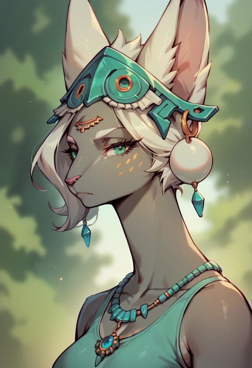 score_9, score_8_up, score_7_up, <lora:mineruXL:1>, solo, 1girl, jewelry, female focus, furry, upper body, looking at viewer, closed mouth, blurry, green eyes, blurry background, necklace, white hair, animal ears, earrings