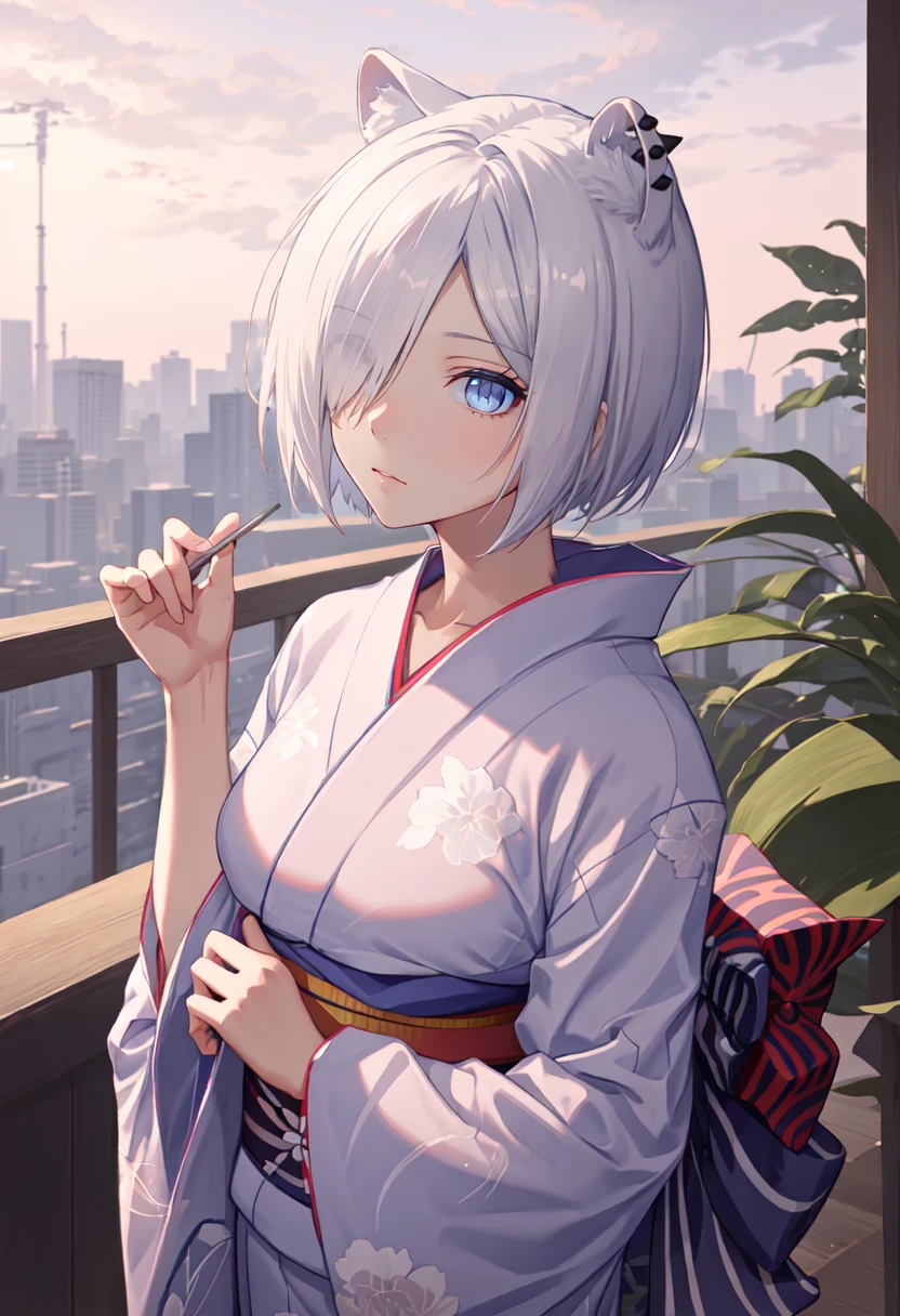 best quality, masterpiece, highres, solo, (shirayuki_arknights:1.10), (yukata:1.30), (kimono:1.15), 14 <lora:shirayuki_arknights:0.80>