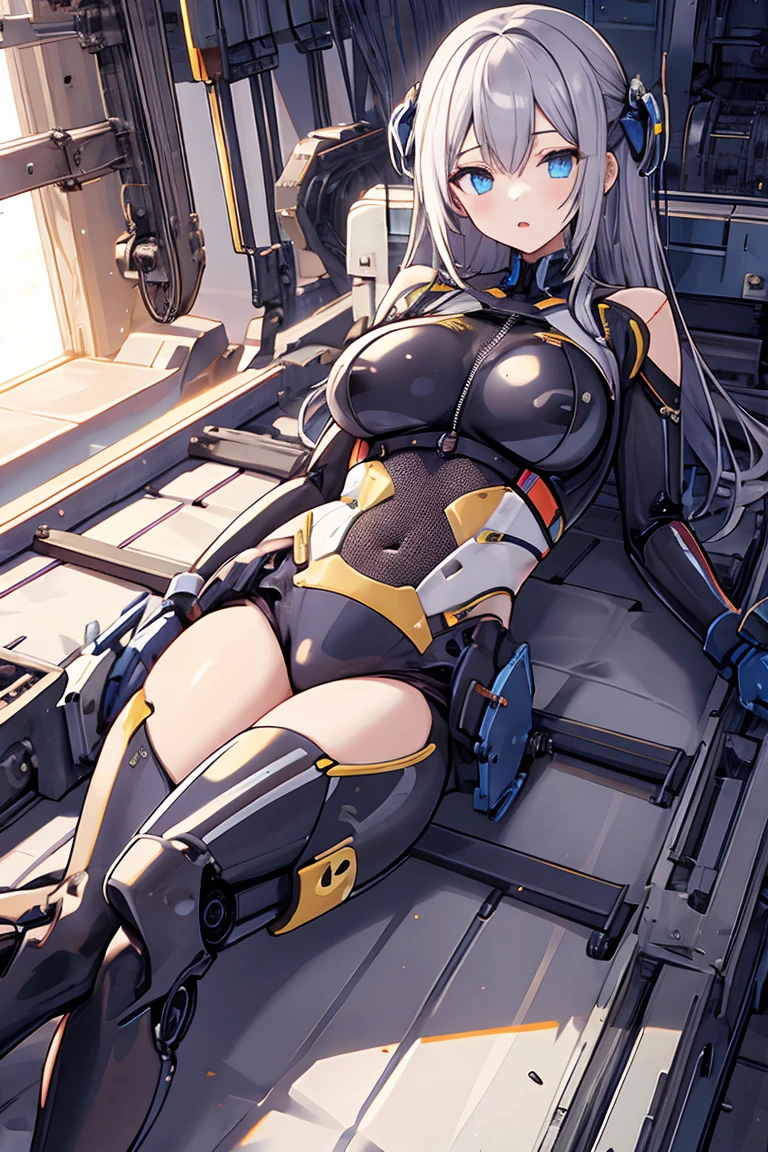 <lora:mechanical:0.6> mechanical_bed,lying,(close-up:0.4),(1girl),(outfit:1.5),latex suits,