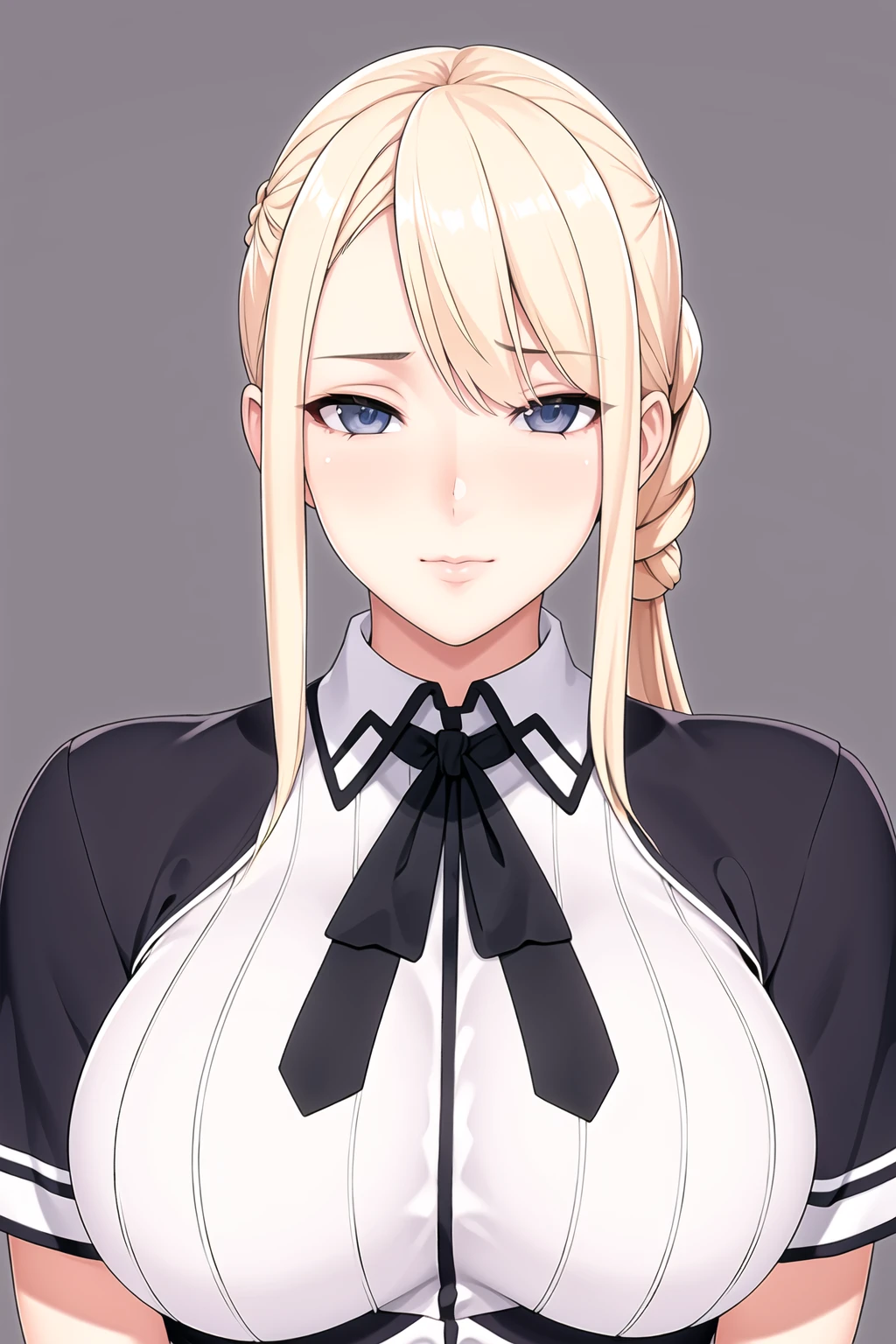 Simple White Background,
dynamic pose,standing at attention,
Black neckwear,white shirt,short_sleeves,
Red pleated skirt,school uniform,
<lora:Highschool_DXD_Style-KK77-V1:0.7>,
Blue eyes, blonde hair,bangs,Long hair,braid, hair ornament,
<lora:Oda_Non_Style-KK77-V2:0.3>,<lora:more_details:0.1>,
1 girl, 20yo,Young female,Beautiful long legs,Beautiful body,
Beautiful Nose,Beautiful character design, perfect eyes, perfect face,expressive eyes,perfect balance,
looking at viewer,(Focus on her face),closed mouth, (innocent_big_eyes:1.0),(Light_Smile:0.3),
official art,extremely detailed CG unity 8k wallpaper, perfect lighting,Colorful, Bright_Front_face_Lighting,White skin,
(masterpiece:1.0),(best_quality:1.0), ultra high res,4K,ultra-detailed,
photography, 8K, HDR, highres, absurdres:1.2, Kodak portra 400, film grain, blurry background, bokeh:1.2, lens flare, (vibrant_color:1.2),professional photograph,
(Beautiful,large_Breasts:1.4), (beautiful_face:1.5),(narrow_waist),