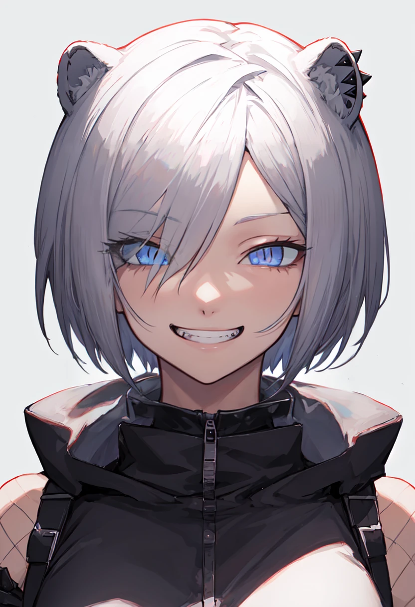 best quality, masterpiece, highres, solo, (shirayuki_arknights:1.10), evil grin, evil smile, grin, portrait, looking at viewer, 28 <lora:shirayuki_arknights:0.80>