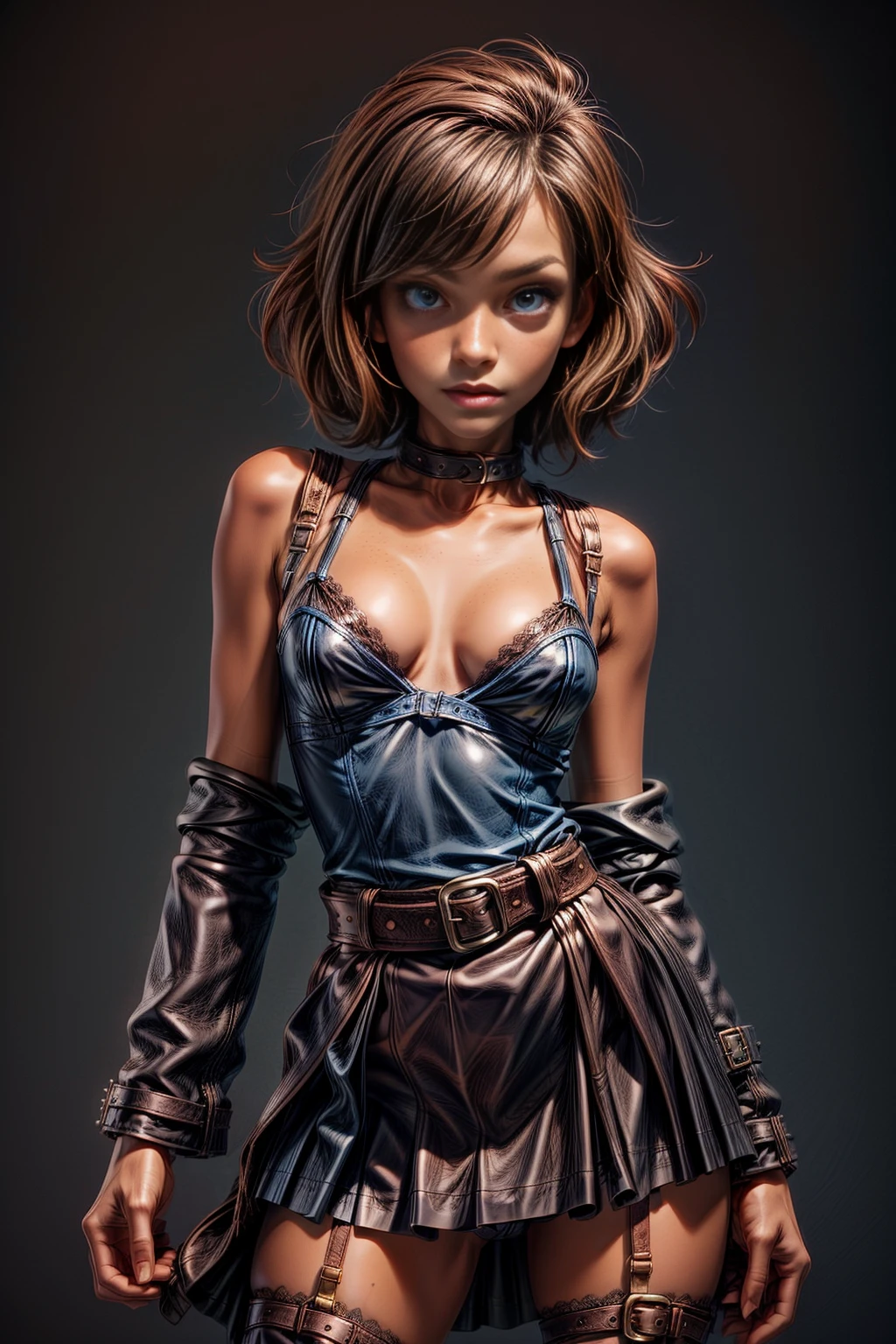 <lora:LeatherWorld:1> (LeatherWorld:1.2) (eyes blue:1.2) (body freckles:1.2), (1woman random color wearing a (lingerie :1.2) sexy skinny, skirt:1.2) <lora:more_details:1.2> (bar background:1.3)