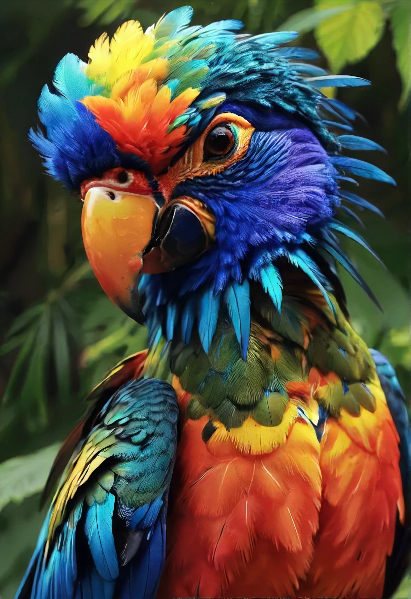 colorful neon parrot-peacock, playful, naughty, (spread wing:1.1), backlight, flight, (ruffed feathers:1.2), dawn, dew, jungle rave, rain, windy storm, dark, calm, slumber incoming, back-light, silhouette, filigree shadows, <lora:SDXL - Style - EldritchRomanceIllustration_0.9.1:0.7>, <lora:XL_boss_battle:0.2>, <lora:- SDXL - vant_blk_contrast_V2.0:1>