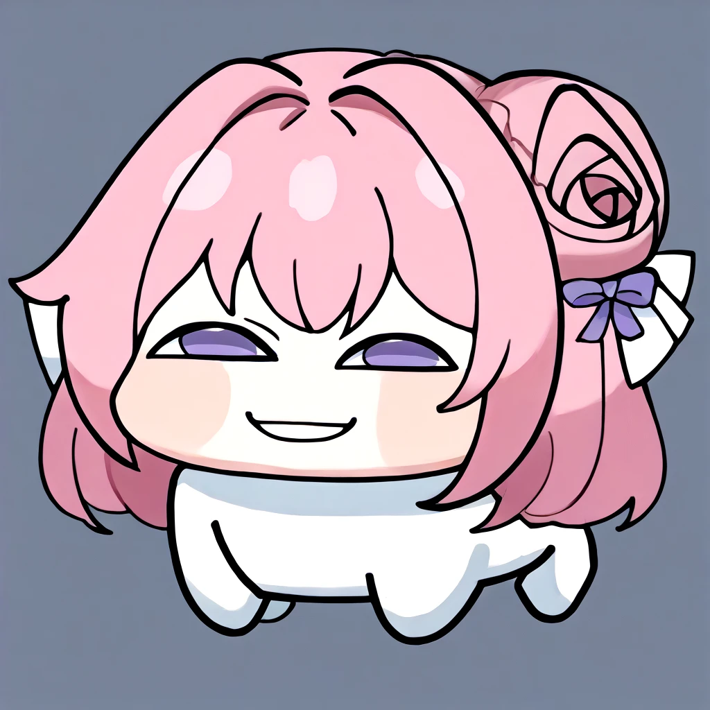 score_9, score_8_up, source_anime, incrsanyashehfacememe, <lora:AnyasHehFaceMeme_XLPD:1.2>, <lora:Doro_X_PDXL_V1:1> doro, creature, chibi, pink hair, purple eyes, hair bun, hair bow, no humans, white skin, four legs, solid circle eyes, no pupils