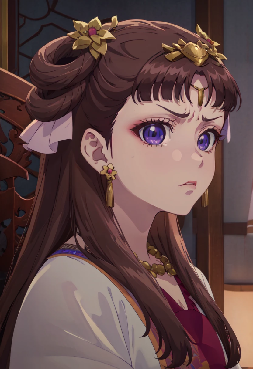 best quality, masterpiece, highres, solo, (lishu_theapothecarydiaries:1.10), angry, annoyed, portrait, looking at viewer, anime_style, 30 <lora:lishu_theapothecarydiaries:0.80>