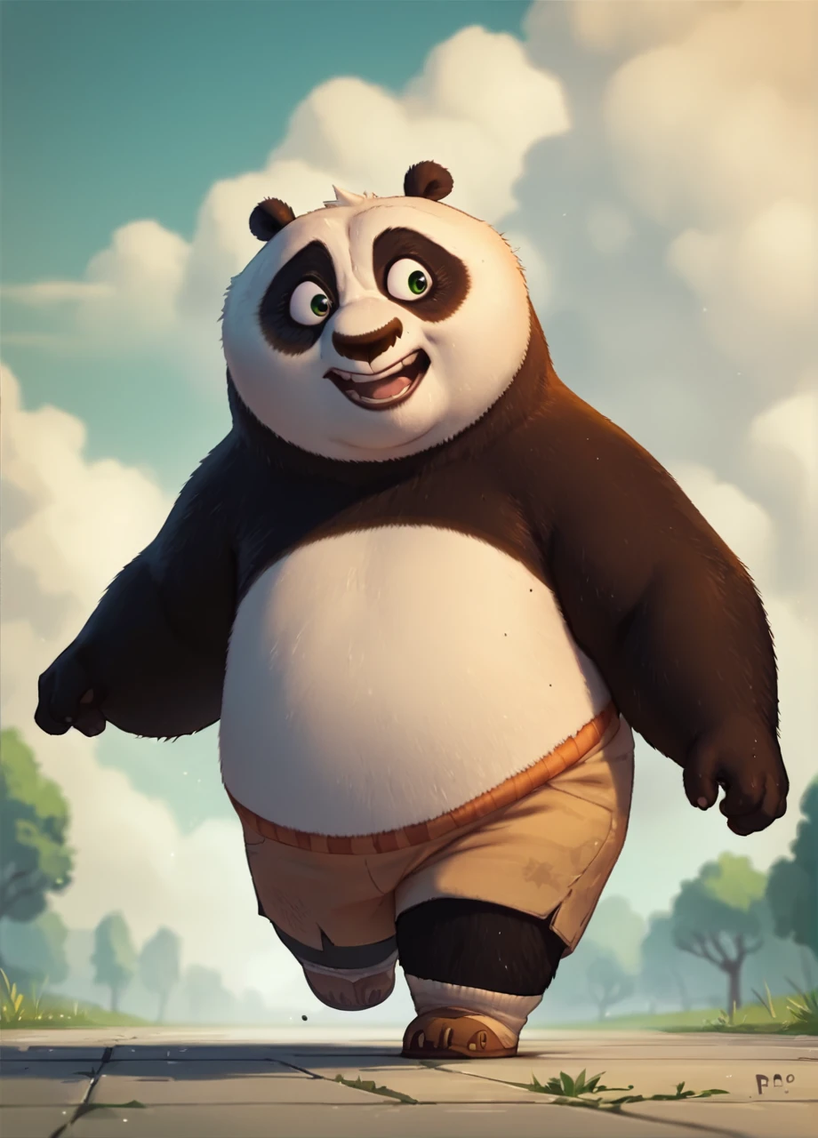 score_9, score_8_up, score_7_up, score_6_up, score_5_up, score_4_up, PO panda running, KFP1, <lora:po_kfp1:1>