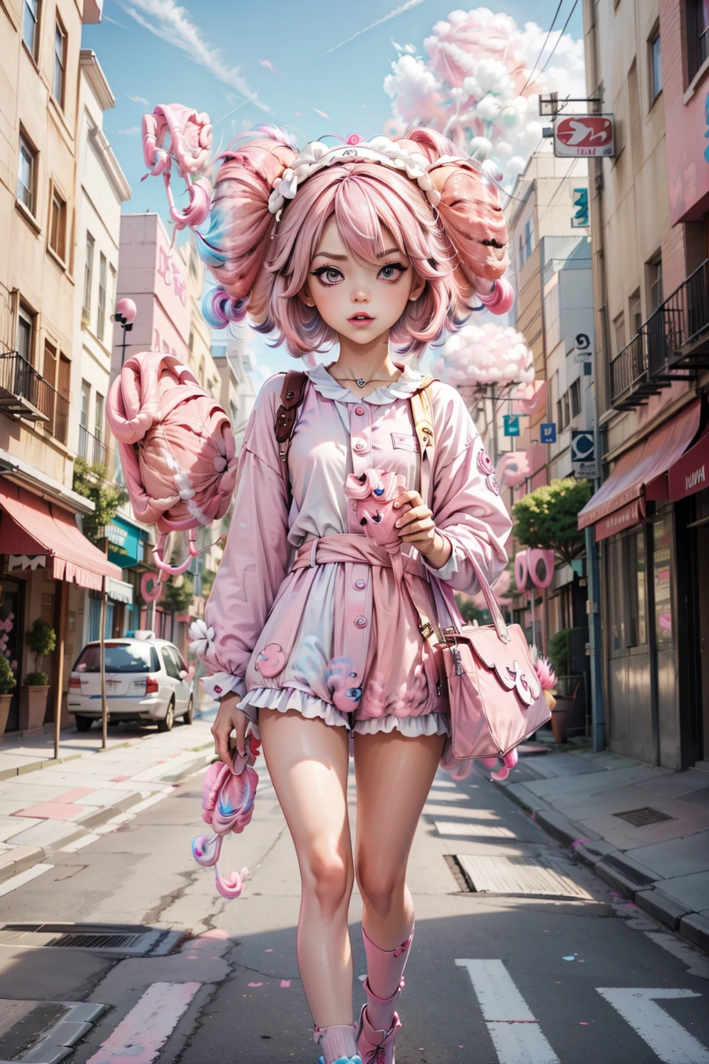 <lora:CottonCandyWorld:1> (CottonCandyWorld:1.13) 1girl ( face lookup:1.2)  (walking:1.3) (city:1.1)