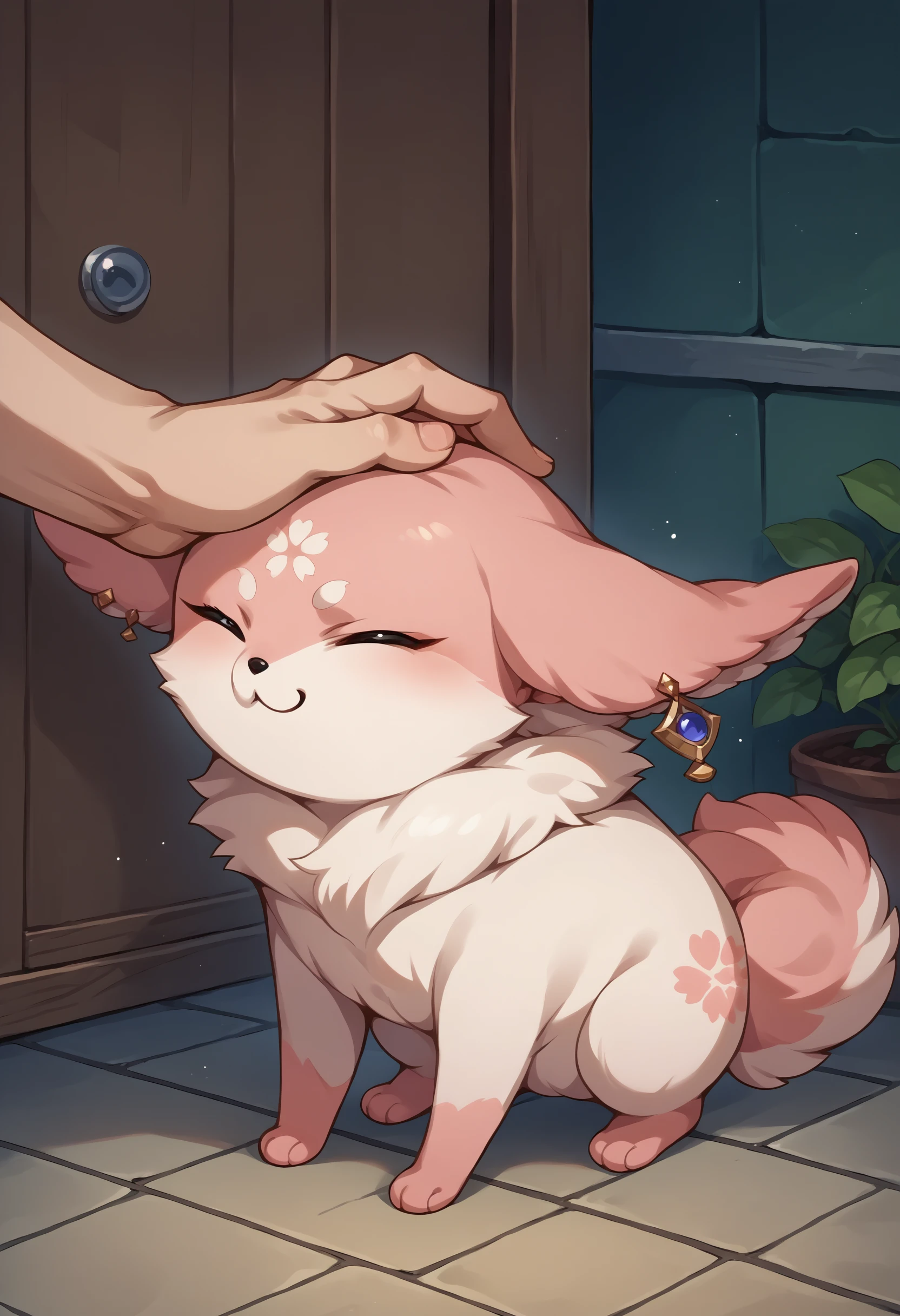 score_9, score_8_up, score_7_up, source_anime, YaeMikoFox, earrings, no humans, <lora:YaeMikoFox_XLPD:1>, headpat, animal,