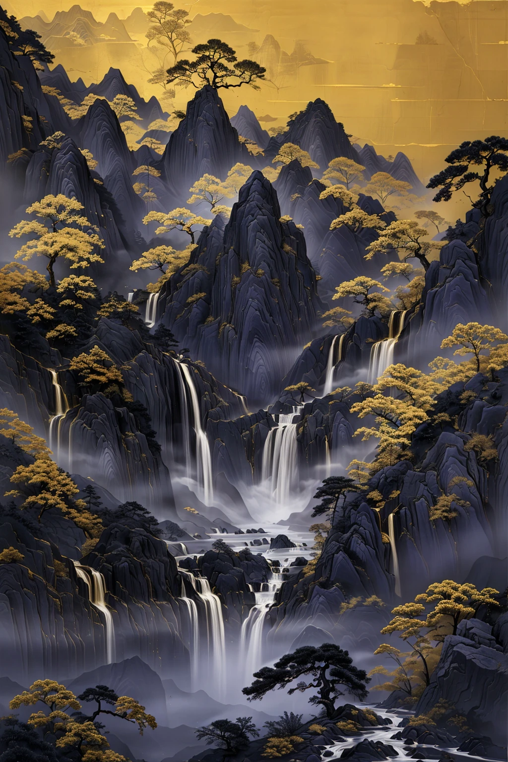 Masterpiece, HD, 16k, Mountains, rocks, rivers, Textures, landscapes, Huangshan,<lora:Blues:0.3>,<lora:Blue}+lNge:0.6>,