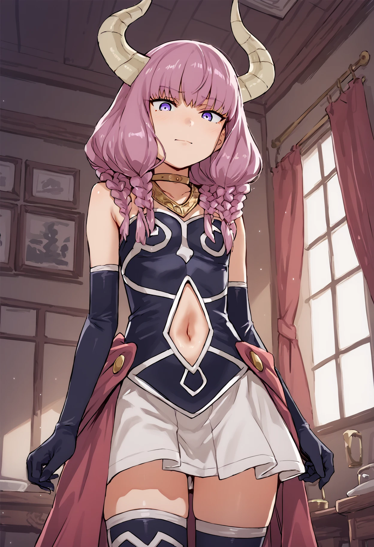 score_9, score_8_up, source_anime,
asanagi, <lora:sdxl_asanagi_v1:0.4>, <lora:Smooth Anime Style LoRA XL:0.6>, <lora:SuimitsutouKoubou-1024-Prodigy-32:0.35>, <lora:muk_pony_v1:0.25>, by muk \(monsieur\)
BREAK,
1girl,<lora:Aura_PDXL_resized:1>, auraGuillotine, horns,
elbow gloves, navel cutout, thighhighs, choker, black gloves,
indoors