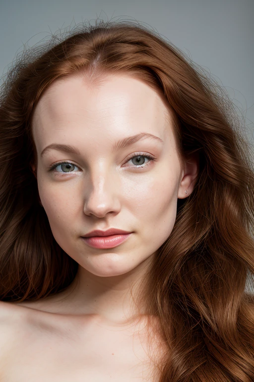 DEN_lola_jolie,
(headshot:1.2) portrait on a (plain grey background:1.2), (headshot:1.2), (face focus:1.1), windswept chaotic hair, soft lighting, low contrast, low saturation,
bokeh, f1.4, 40mm, photorealistic, raw, 8k, textured skin, skin pores, intricate details <lora:epi_noiseoffset2:1>, epiCRealism