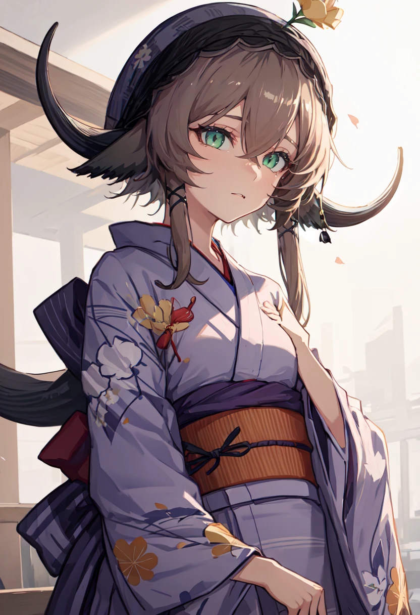 best quality, masterpiece, highres, solo, (pallas_arknights:1.10), (yukata:1.30), (kimono:1.15), 18 <lora:pallas_arknights:0.80>