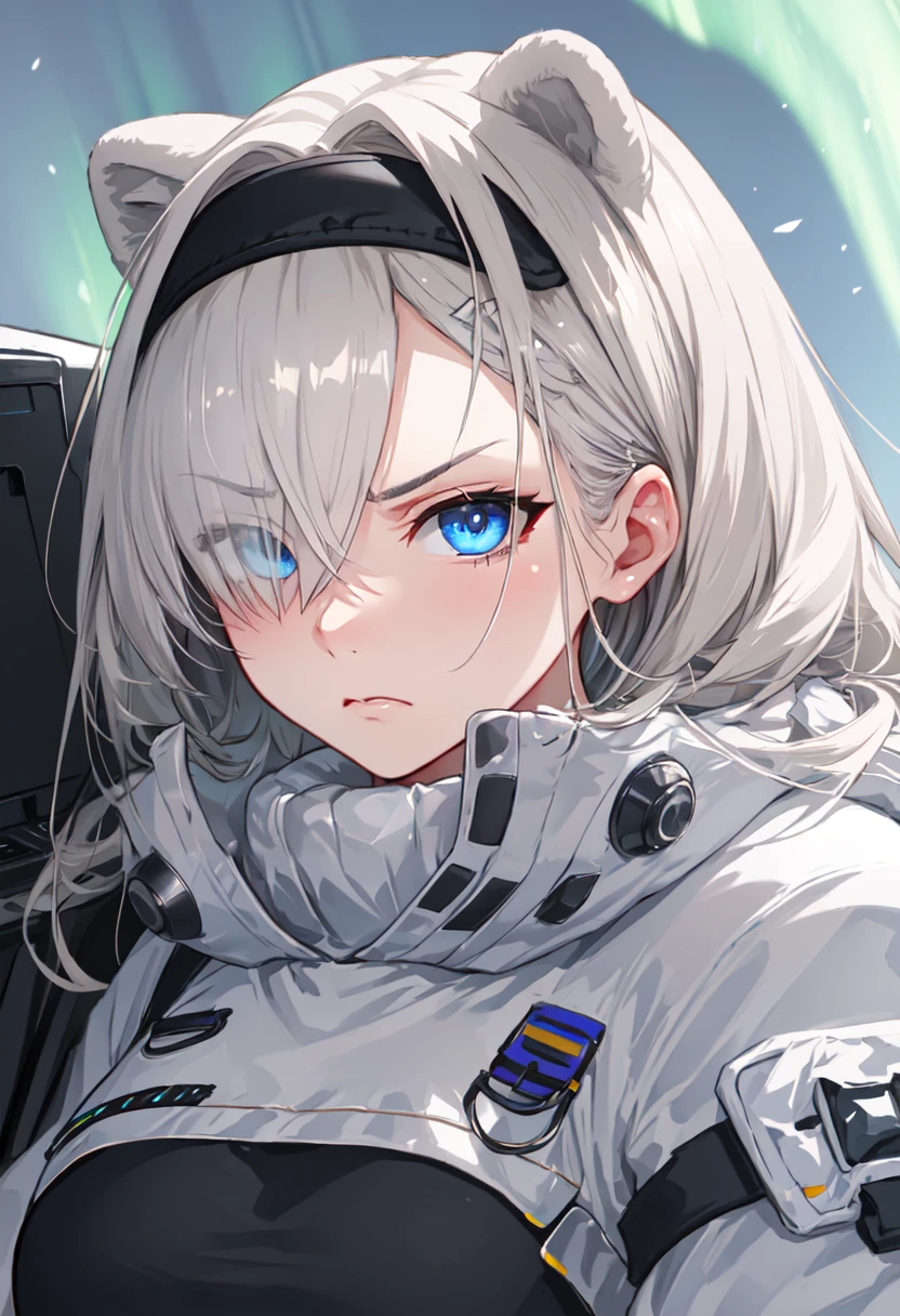 best quality, masterpiece, highres, solo, (aurora_arknights:1.10), angry, annoyed, portrait, looking at viewer, 36 <lora:aurora_arknights:0.80>