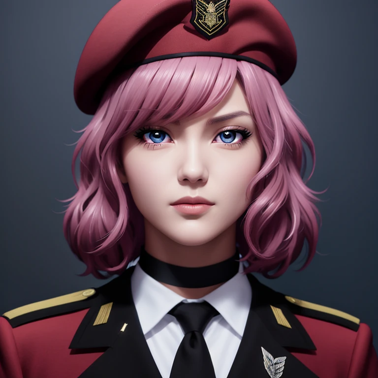 <lora:Gentiane:1> gentiane, pink hair, red eyes, military uniform, black gloves, griffin & kryuger military uniform, beret, beret with pin, choker, choker with pendent, white shirt, black tie, hallway setting, posters on wall, best quality, masterpiece, detailed, 8K, uhd, (extremely detailed CG unity 8k wallpaper),(masterpiece), (best quality), (ultra-detailed), (best illustration), detailed face, skin pores, detailed skin, detailed eyes, high quality eyes, good quality hands, high resolution,