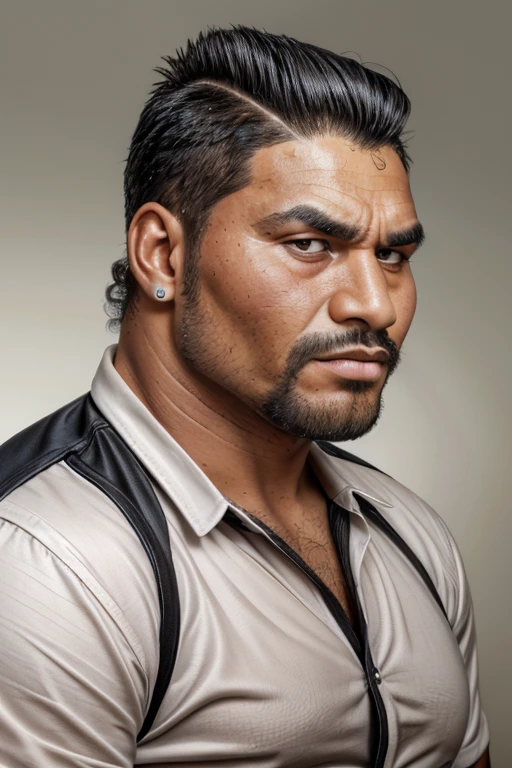 maori man with classic side-swept hairstyle hair, photo by Heinz Kluetmeier