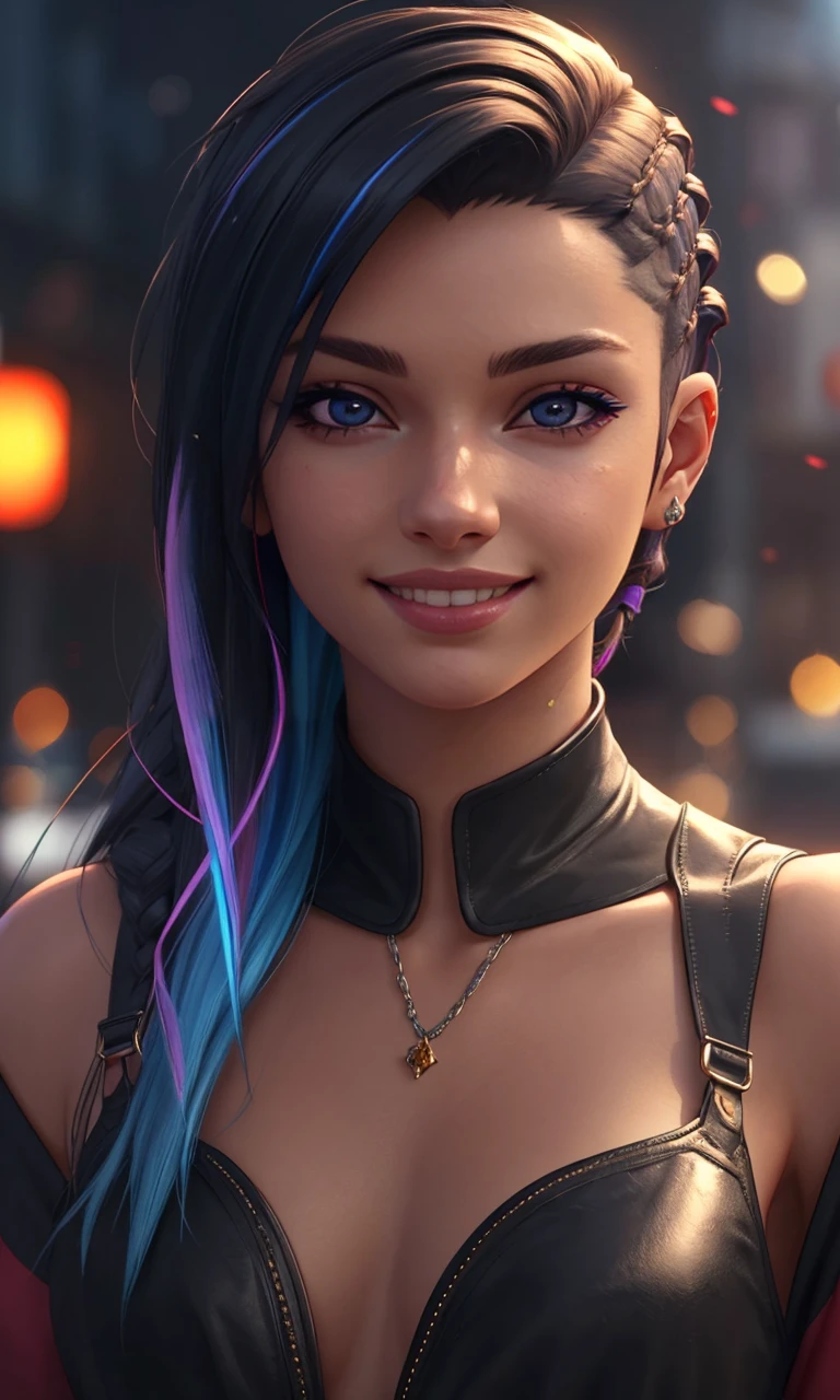 brundercut2024, 1girl, photorealistic, best quality, masterpiece,depth of field, smile, uhd, 8k, detailed eyes, cinematic lighting, undercut, anime style, vibrant colors