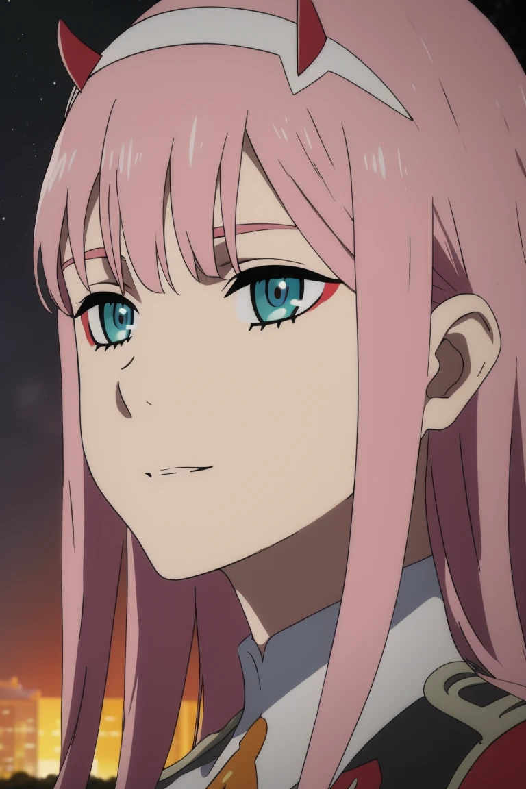 zero_two, outdoors, SFW, portrait, night, professional lighting, moon, perfect composition
<lora:Darling in the FranXX_zero two, hiro, ichigo:0.7>, 8k, masterpiece, absurdres, anime,