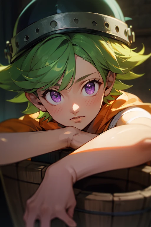 photorealistic, (4k), depth of field, (Masterpiece), (realistic skin texture), extremely detailed, intricate, hyper detailed, high resolution, professional photography, , depth of field, sharp detail, best quality, looking at viewer, 1boy, solo, male focus, <lora:percival_nnt_mny:0.78>, percival_nnt_mny, green hair, purple eyes, , , bucket hat, ancient rome, 2k resolution