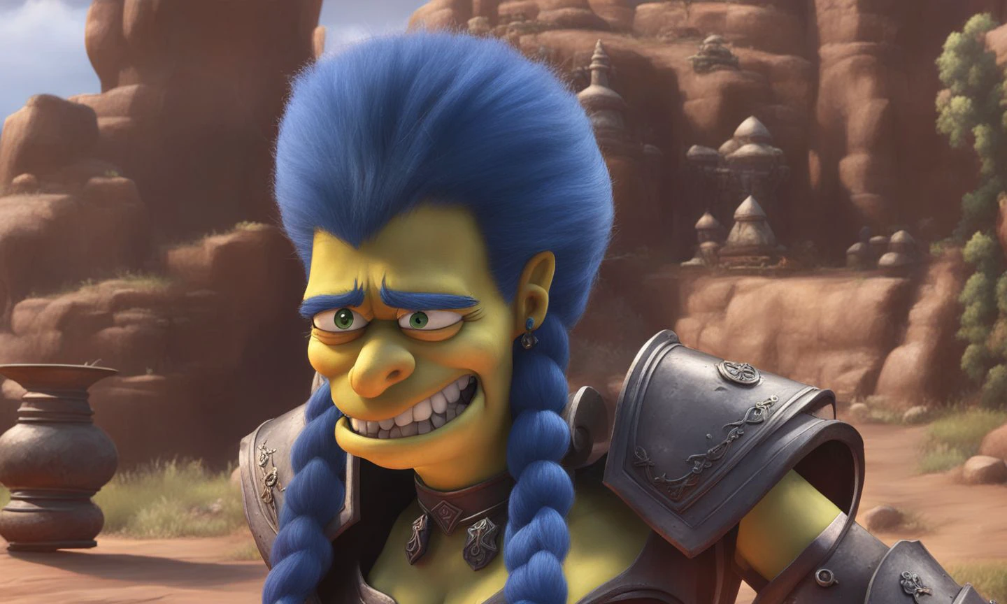 Marge Simpson World of Warcraft cinematic style <lora:SDXL-World-of-Warcraft-cinematic-style-Lora-r32:0.8>