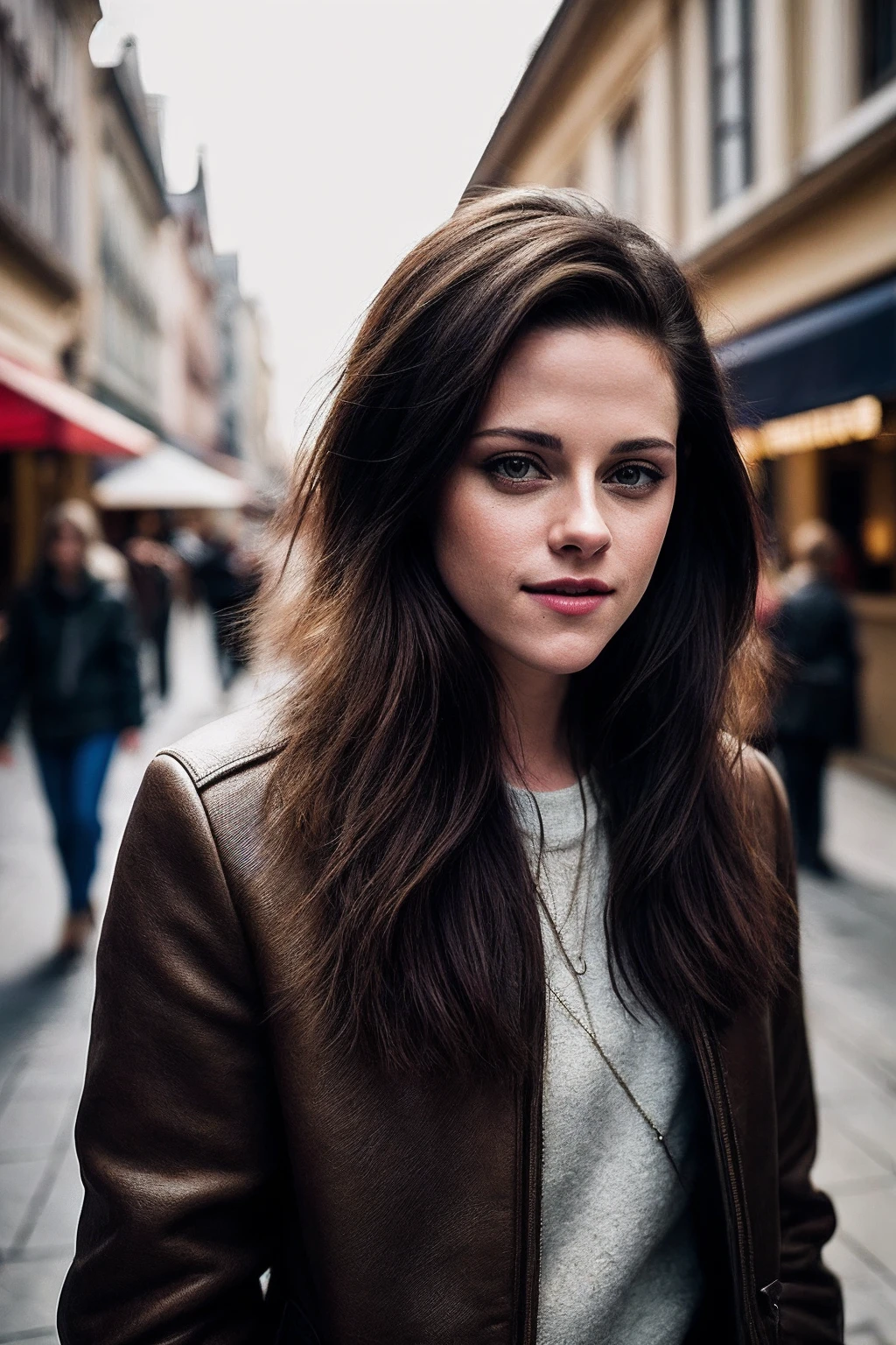 KristenS_SoloTI_v1,(smile), Wrapped in Wanderlust (comfortable travel attire), (captivating street in a foreign city:1.1), (explorative close-up amidst the journey), adventurous and free-spirited charm, (soft sunlight illuminating unfamiliar streets), artistically captured photography, 35mm, natural and vibrant ambient light, worldly and lively hues, authentically detailed, (High Detail:1.1), Adventurously focused, explorative, dynamic and vibrant lighting, (curious demeanor in the frame), (wandering gaze details), diverse textures, nomadic, ((wandering traveler's allure)), vibrant tones, cultural details, free-spirited charm, natural contrasts, <lora:add_detail:0.6>,<lora:LowRa:0.3>,PA7_Portrait-MCU