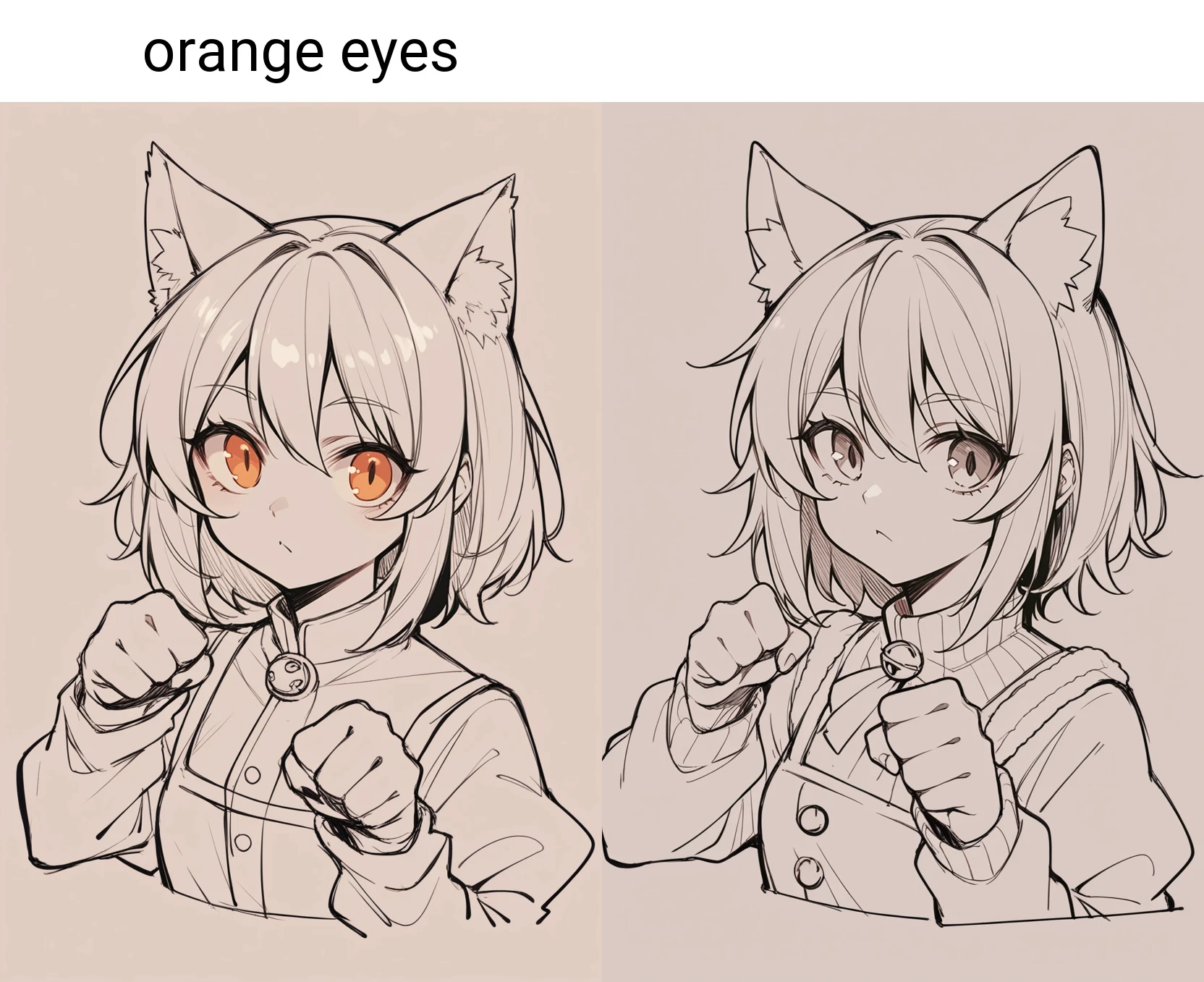 score_9, score_8_up,score_7_up, source_ anime, lineart, sketch,1girl, white hair, cat ears, orange eyes, upper body, paw pose,
<lora:Potat-lineart_sketch_v1-USENEG:-0.9> <lora:ChamUsadaPekoraPonyXL:0.8>