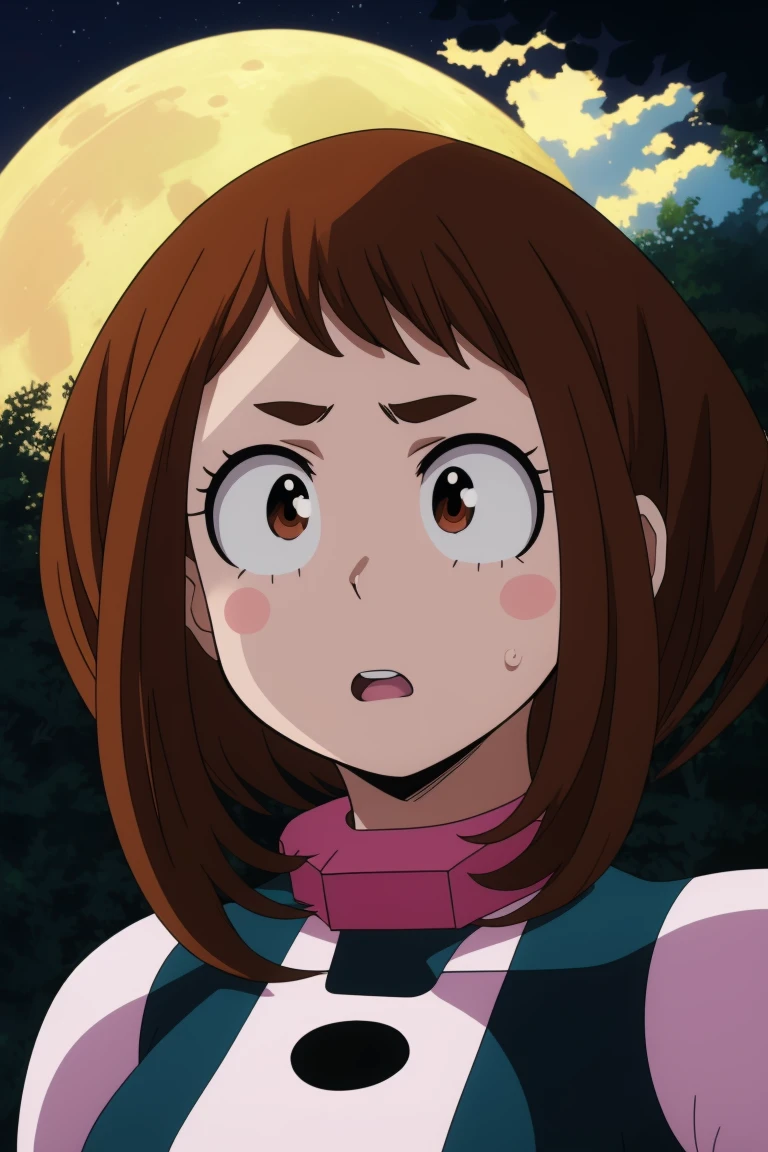 ochaco uraraka, herosuit, outdoors, SFW, portrait, night, professional lighting, moon, perfect composition
<lora:MHA_girlPack4:0.7>, 8k, masterpiece, absurdres, anime,