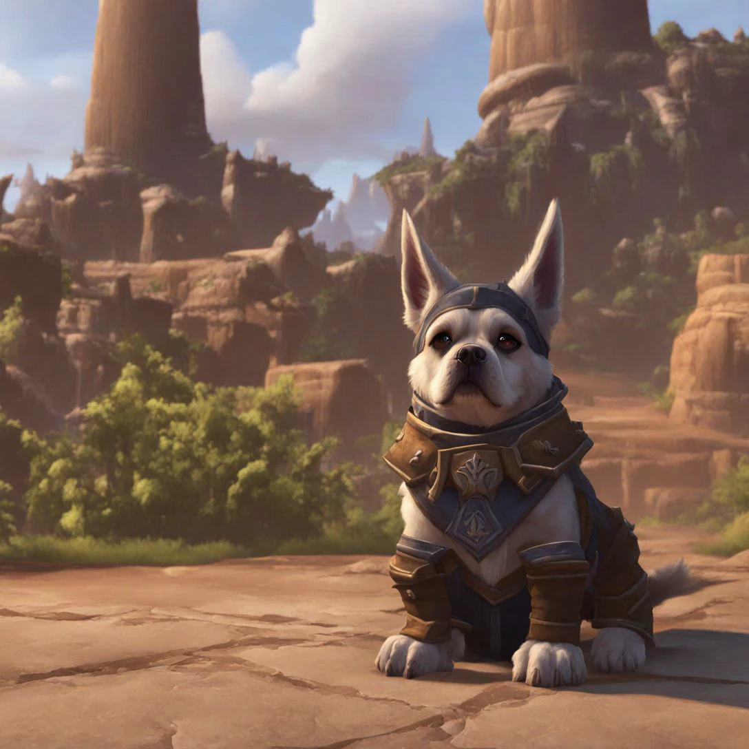 A cute dog World of Warcraft cinematic style <lora:SDXL-World-of-Warcraft-cinematic-style-Lora-r32:0.8>