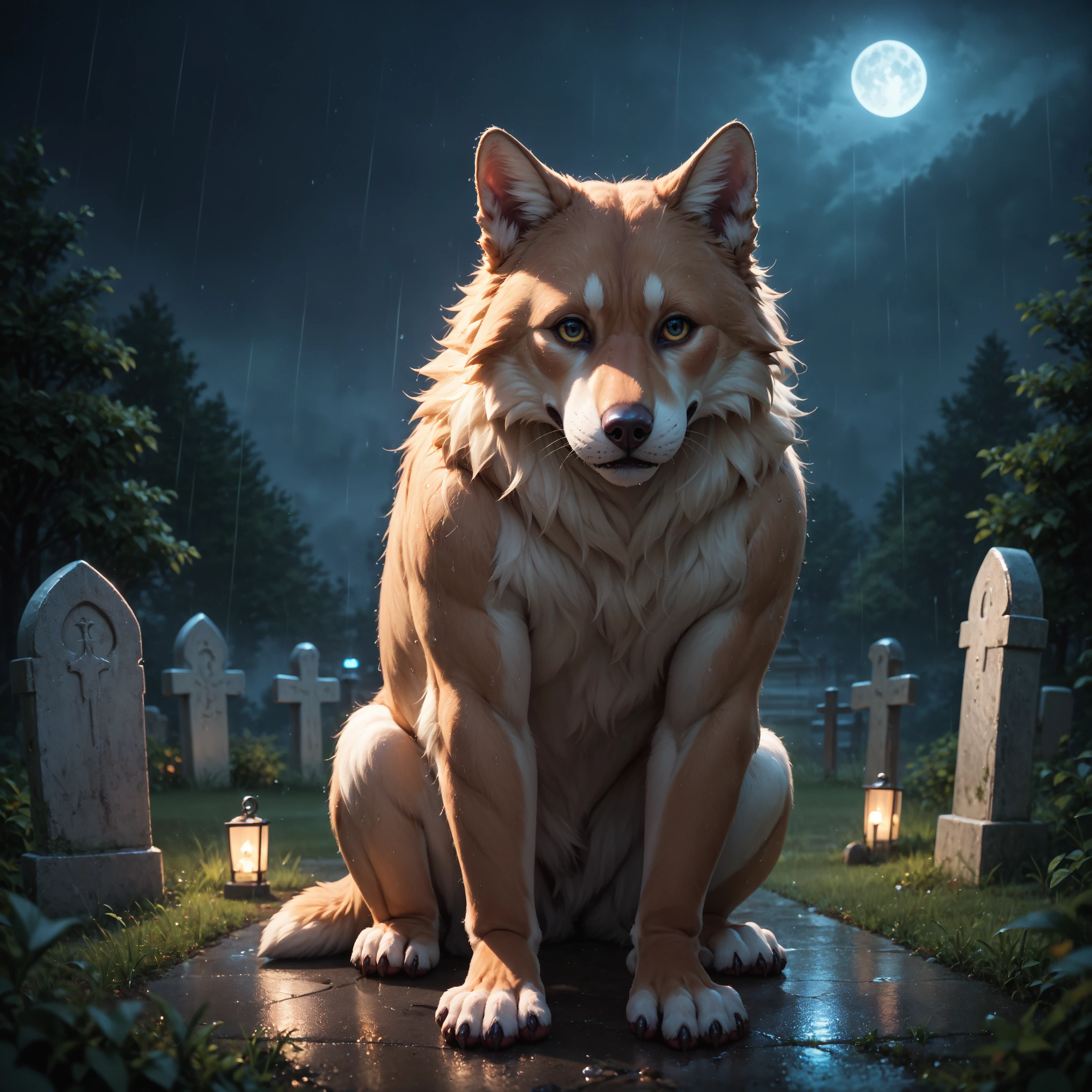 score_9, score_8_up, score_7_up, score_6_up, score_5_up, score_4_up, sad dog, graveyard, dark, night, rain, serene, (realistic:1.1), highly detailed, atmospheric, sharp, wet fur,
source_photo,
<lora:xl_more_art-full_v1:0.8>, volumetric lighting, depth of field, cinematic