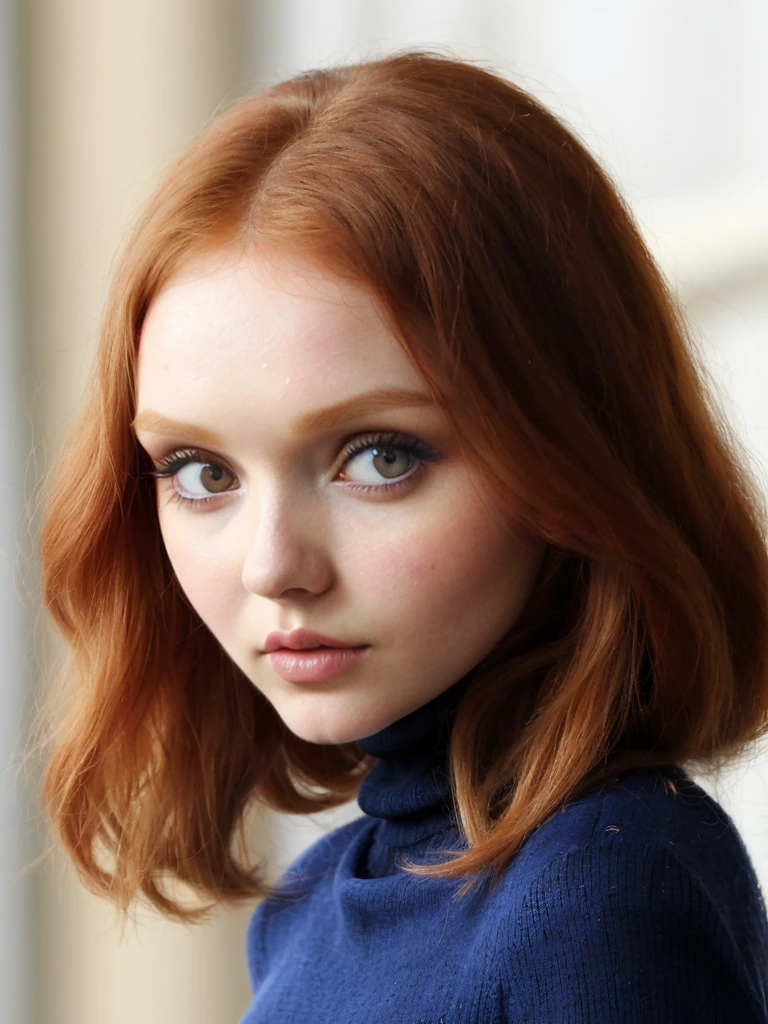 lilyCole01 portrait wearing turtleneck sweater