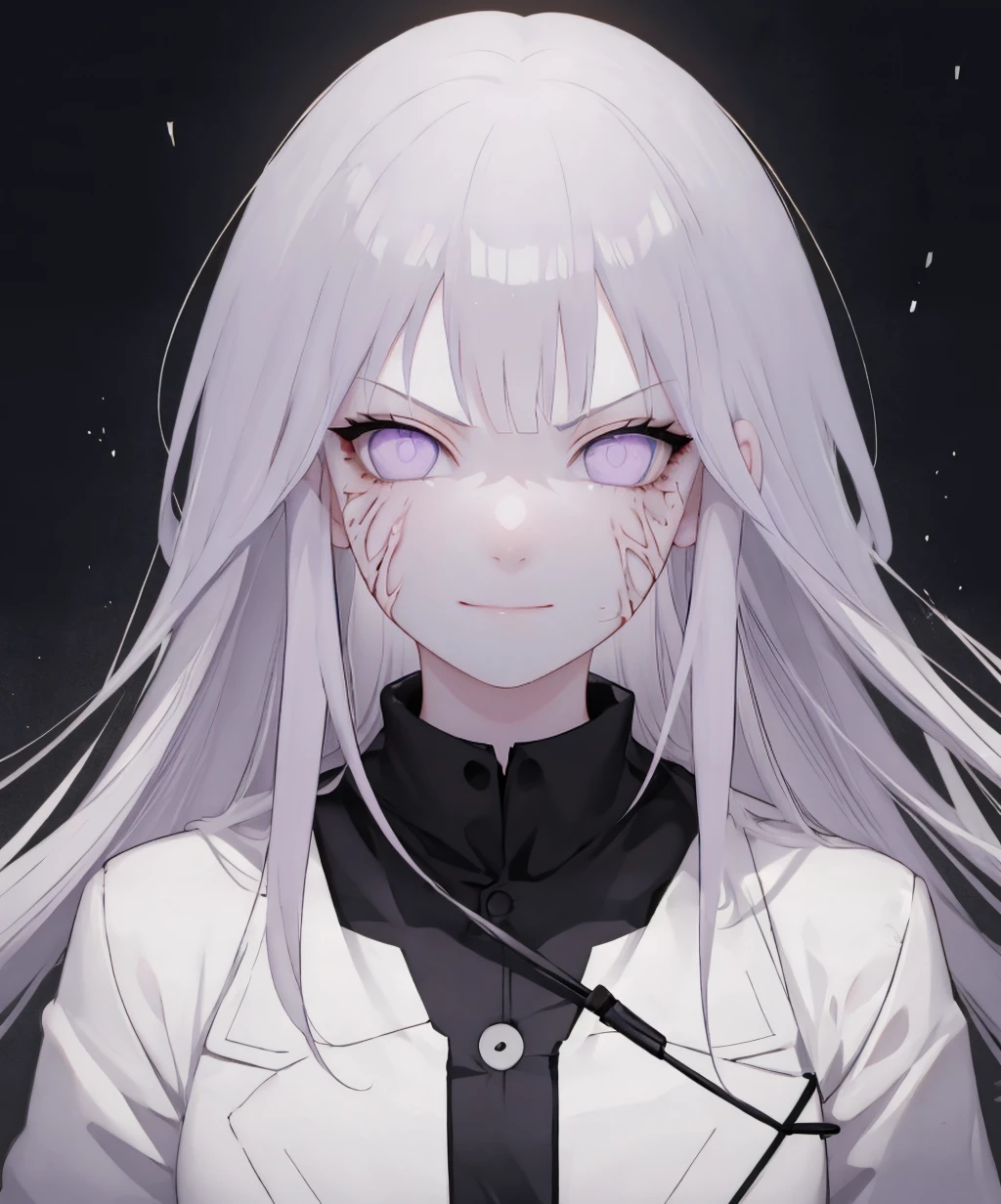 veins,white eyes,anger vein,1girl,solo,purple hair,long hair,looking at viewer,open mouth,angry,upper body,facial mark,<lora:byakugan-05:1>,