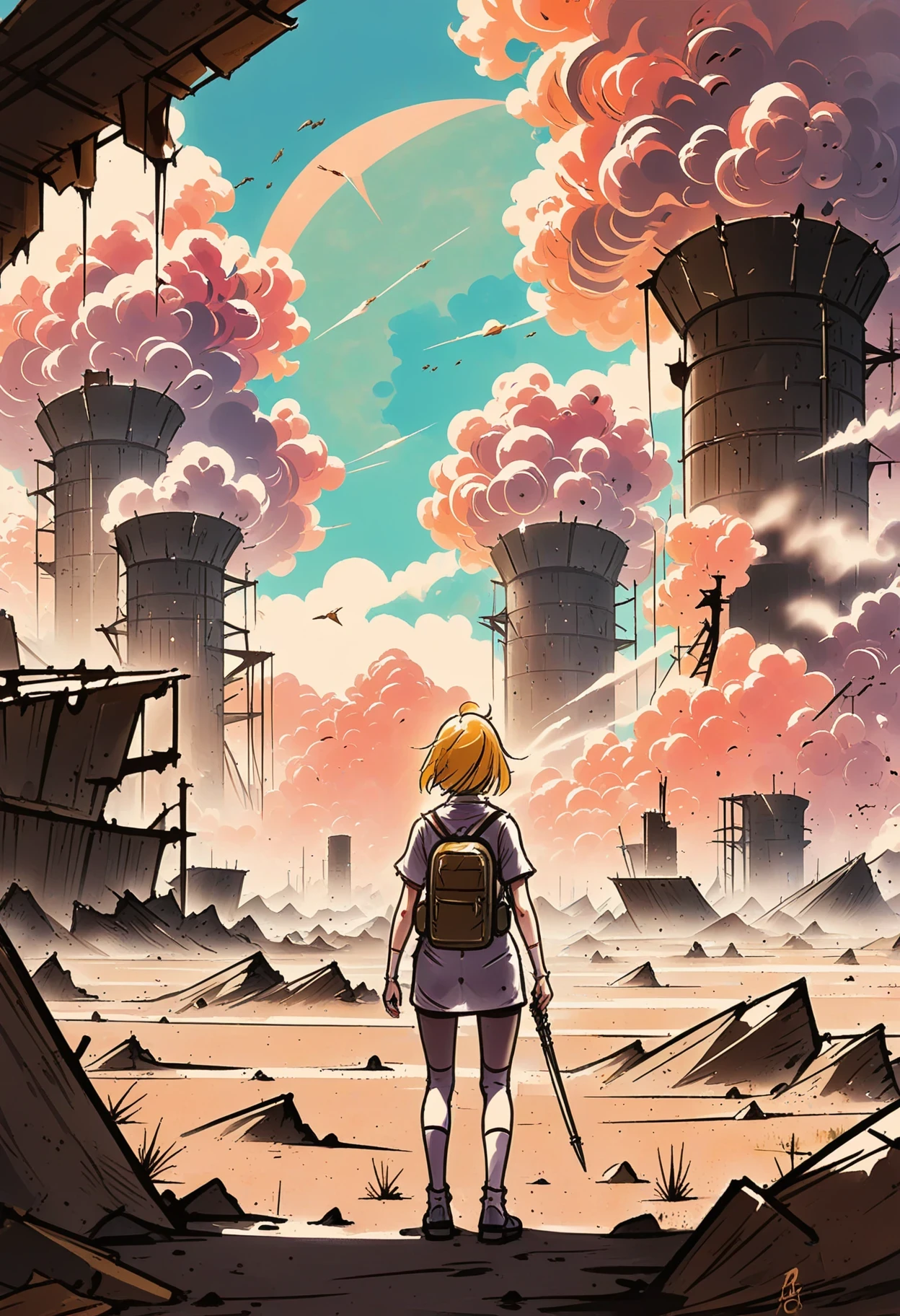 anime style,  Radiation-Blasted Wastelands