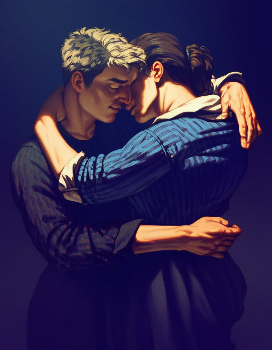 score_9, score_8_up, score_7_up, score_6_up, score_5_up, score_4_up, gc0urbet, a woman and a man, embrace, caress, dark background,