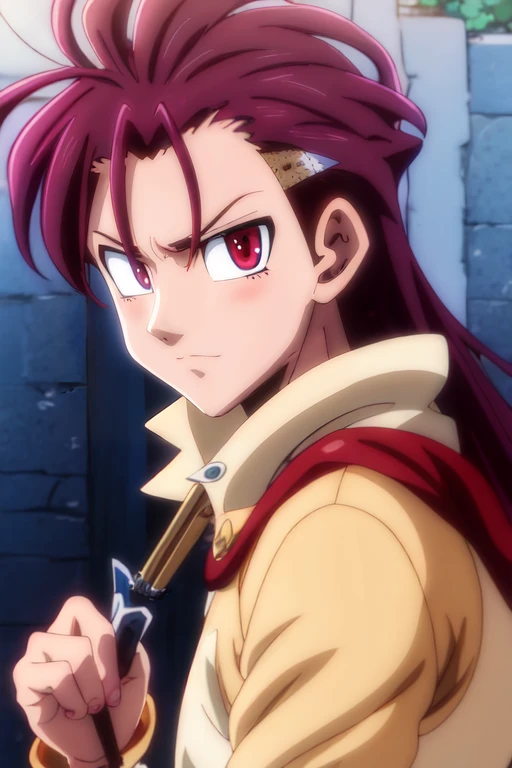 (best quality:1.1), (masterpiece:1.4), movie still, looking at viewer, , depth of field, , (anime:1.4), 1boy, solo, male focus, <lora:donny_nnt_mny:0.94>, donny_nnt_mny, red hair, red eyes, , , , HDR