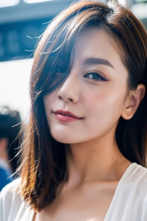 Best quality,masterpiece,ultra high res,photorealistic,1girl,slim body,taipei street alley,dynamic pose,face closeup,depth of field,<lora:lilusuan_wang:1>,