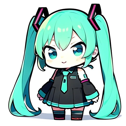 hatsune miku,full body,white background, <lora:boldline style lora:1>