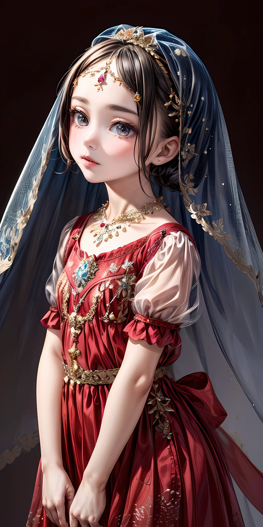 (masterpiece,ultra-detailed,best quality,8K,CG,illustration,shaved:1.0),(petite girl:1.0) <lora:more_details:1>, simple background,    
 <lora:jyoji fuku v17.0:0.5> jyojifuku, veil, necklace, see-through