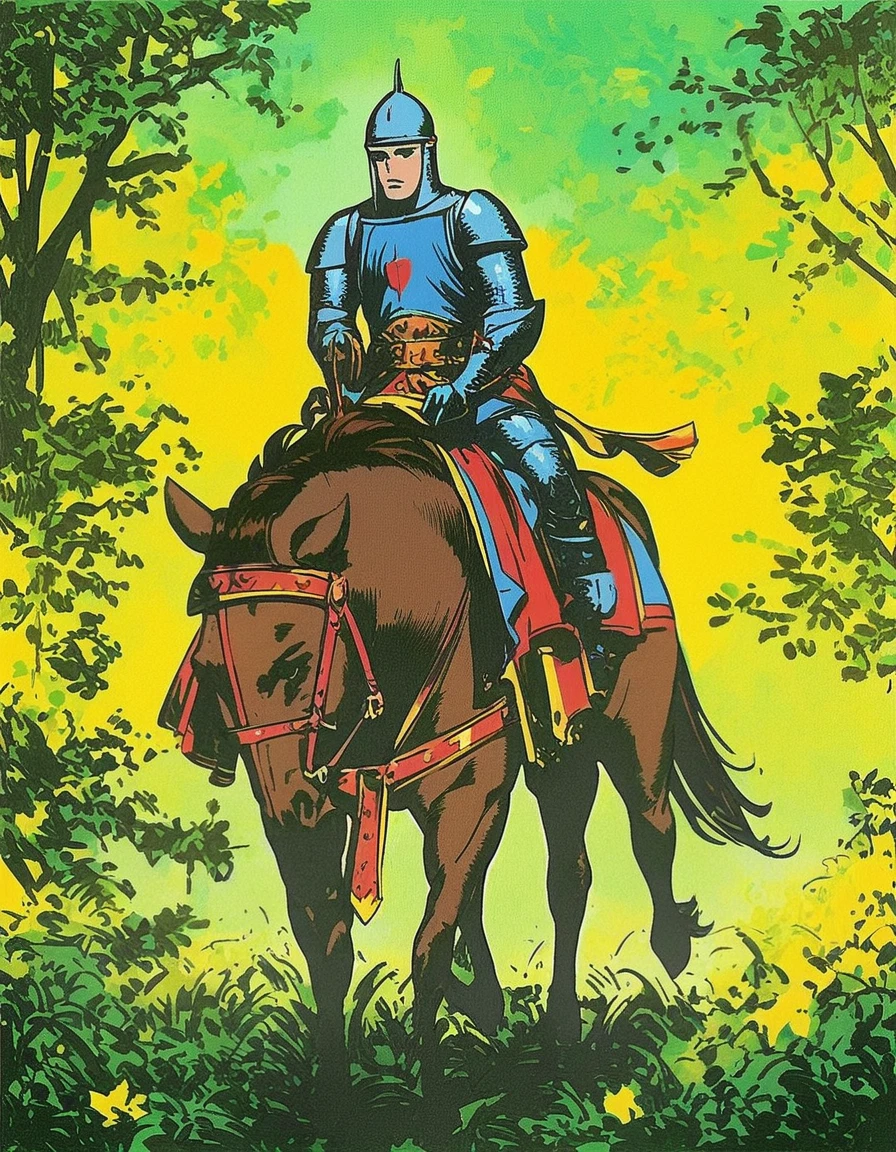 score_9, score_8_up, score_7_up, score_6_up, score_5_up, score_4_up, a knight riding on a horse, solo, facing viewer
