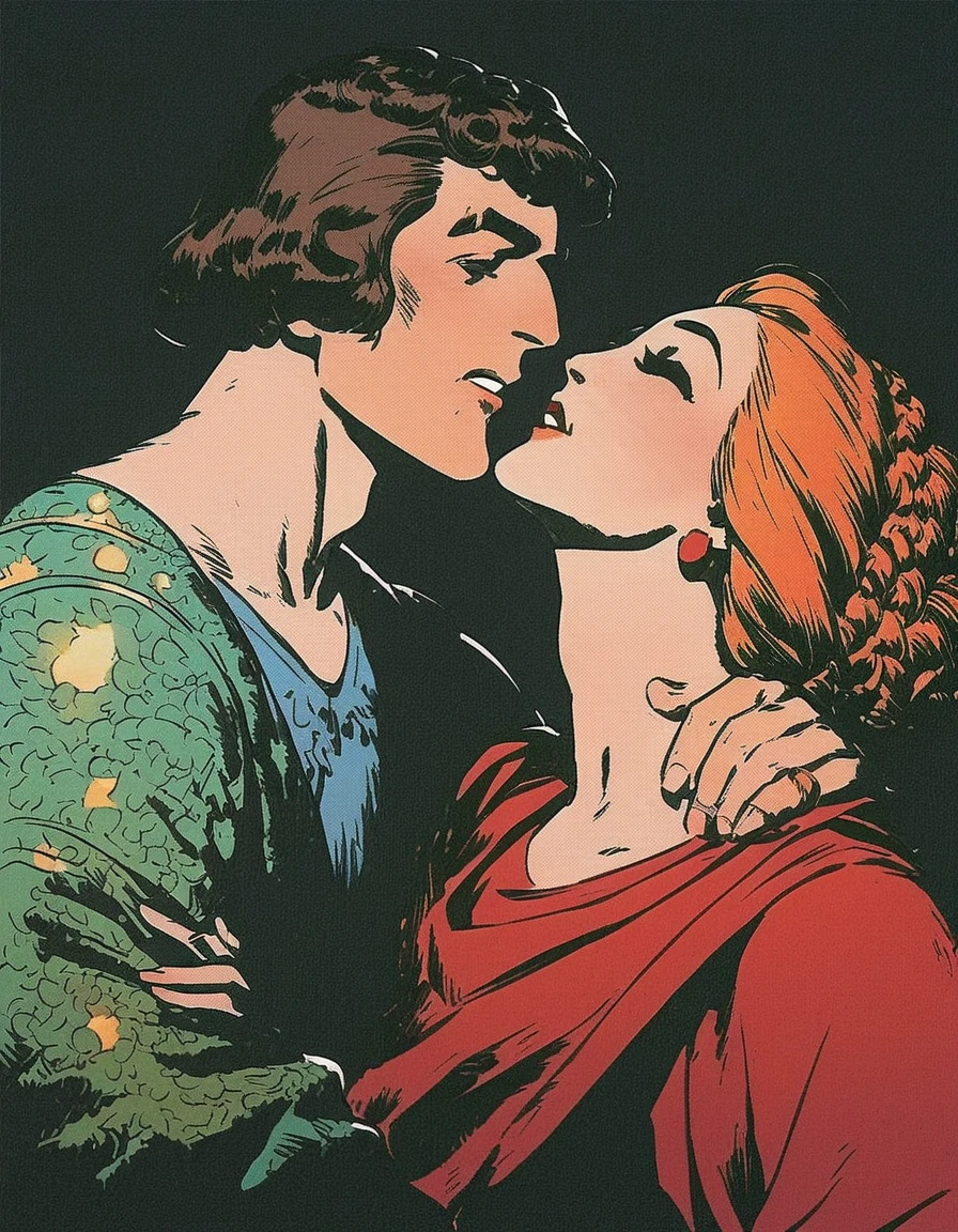 Romantic scene two young men kissing, Romantic scene two young men kissing, rose garden, imposing garden, baroque garden, Versailles, Europe, euroboy, European boy, handsome, boy, gay, cinematographic, bright, strong jaw, toned body, Greek face, handsome boy