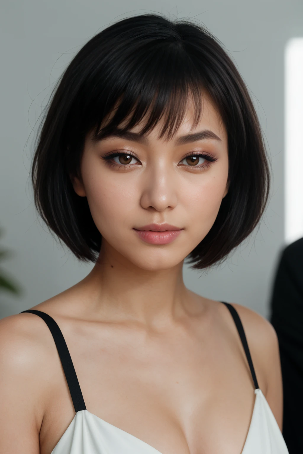 influencer-close-up-shot-by-stable-yogi
 4. "Beauty vlogger (ethnicity: East Asian, age: mid-20s) in her minimalist, well-lit makeup studio (setting: elegant, serene). She's wearing a chic, silk robe (fabric: pastel-colored) with her hair styled in a sleek bob, and showcasing a bold, experimental makeup look. She's reviewing products (action: informative, engaging), her aesthetic enhanced by the soft, diffused daylight."