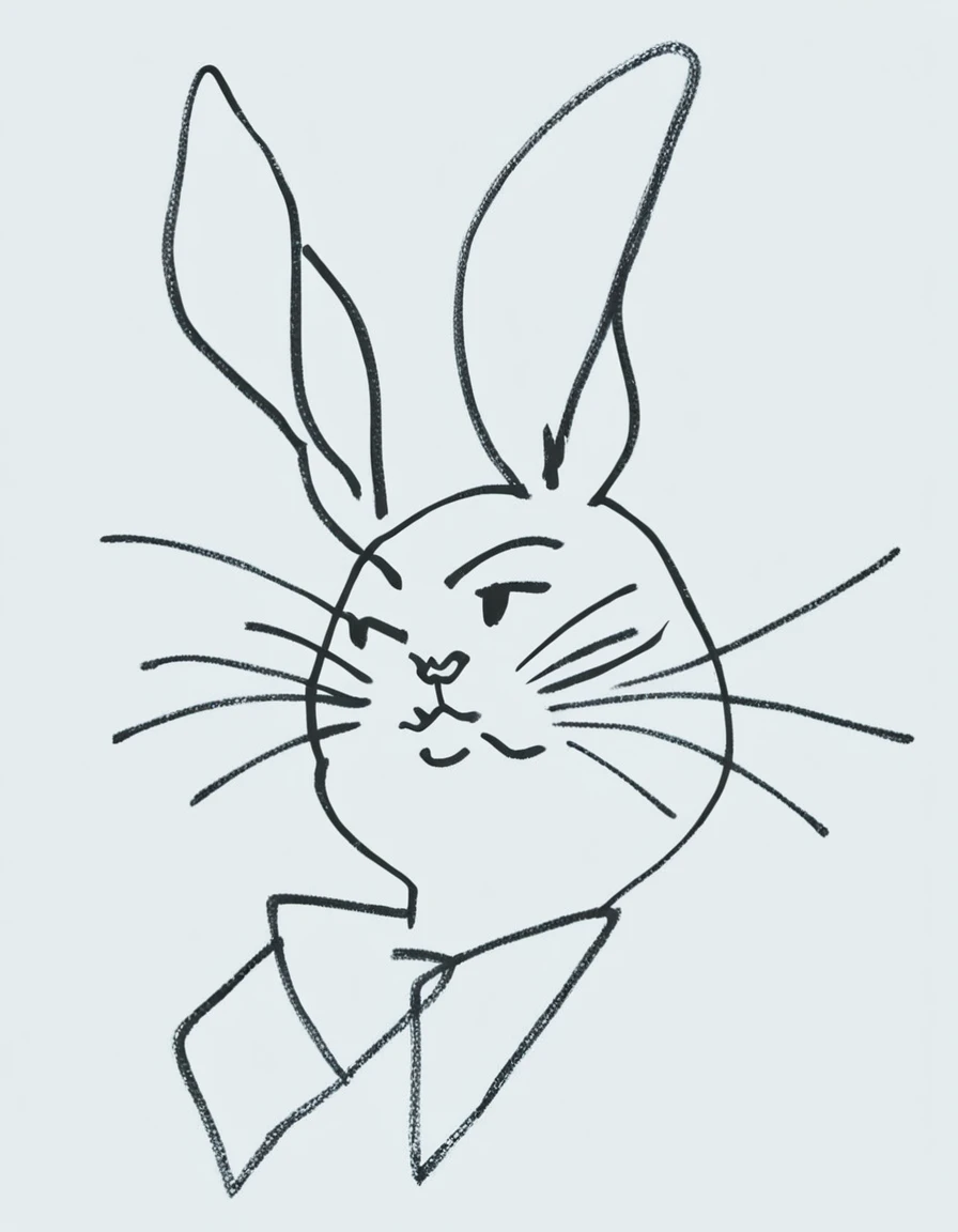 score_9, score_8_up, score_7_up, score_6_up, score_5_up, score_4_up, matissesketch, lineart, a bunny, thick lines, white background, whiskers