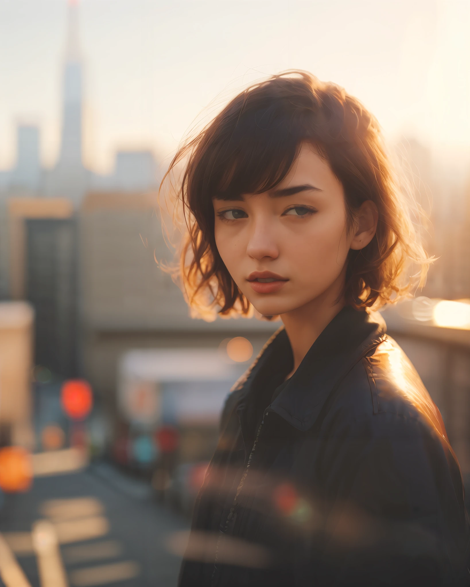 1girl, blurry, blurry background, cityscape, lens flare, looking at viewer, motion blur, outdoors, photo \(medium\), photorealistic, polaroid_style, realistic, short hair, solo
<lora:Polaroid_Vision:0.7