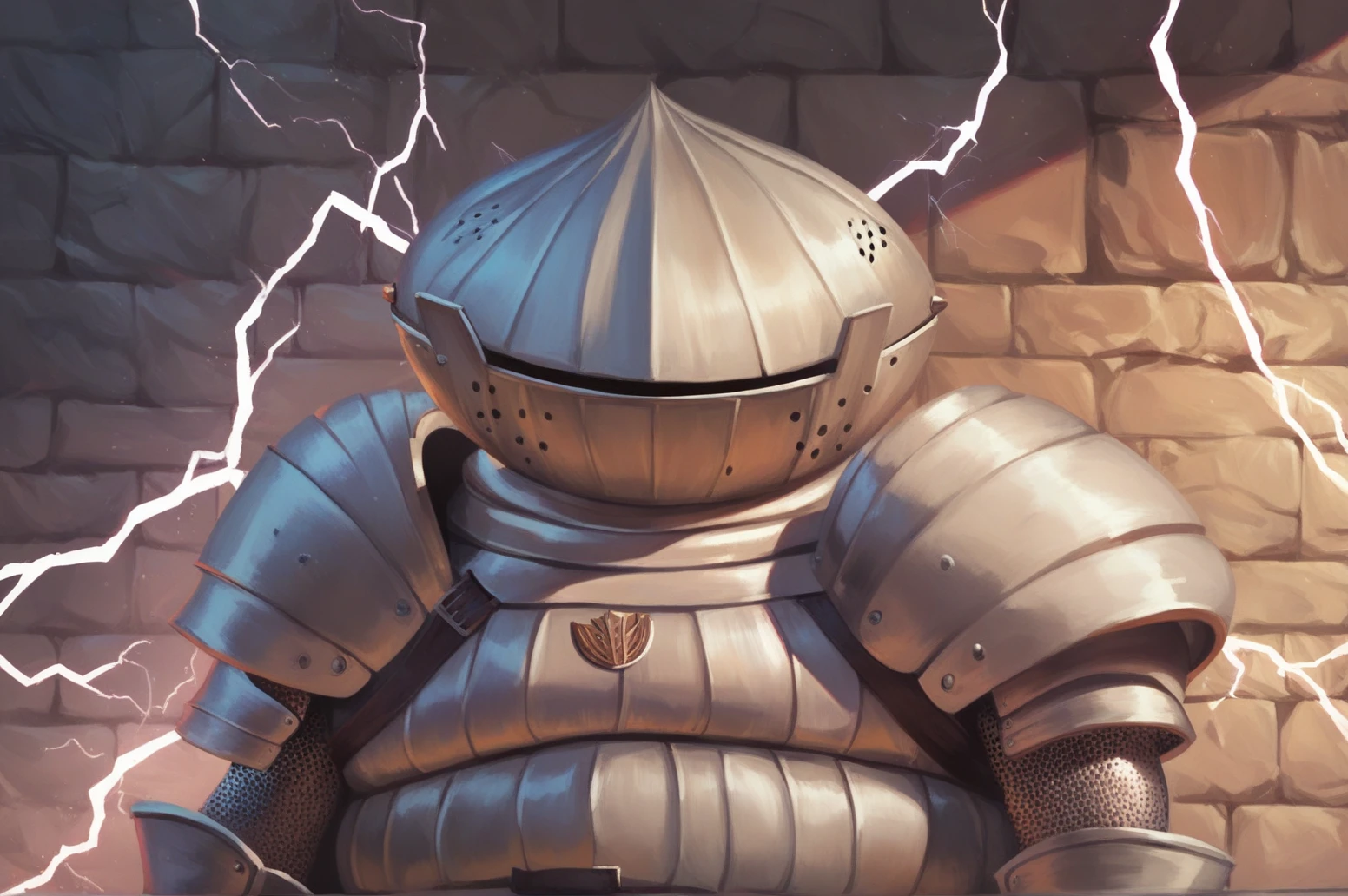 man, <lora:Siegmeyer of Catarina-000009:0.9>, siegmeyer_of_catarina, standing,  upper body, detailed background, dungeon, zPDXL, score_9, score_8_up, score_7_up,  artstation style, realistic lightning